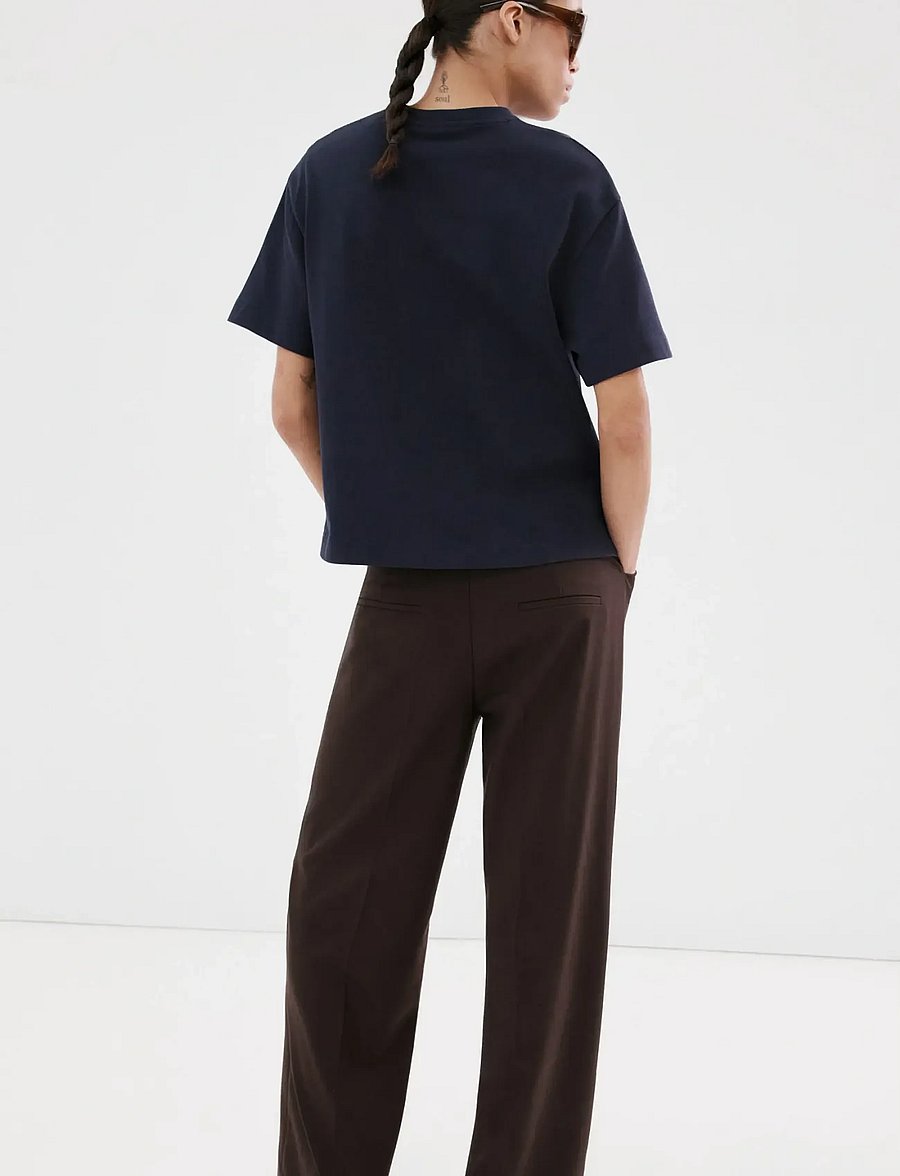 Mango - Oversized cotton t-shirt - t-shirts - navy - 2