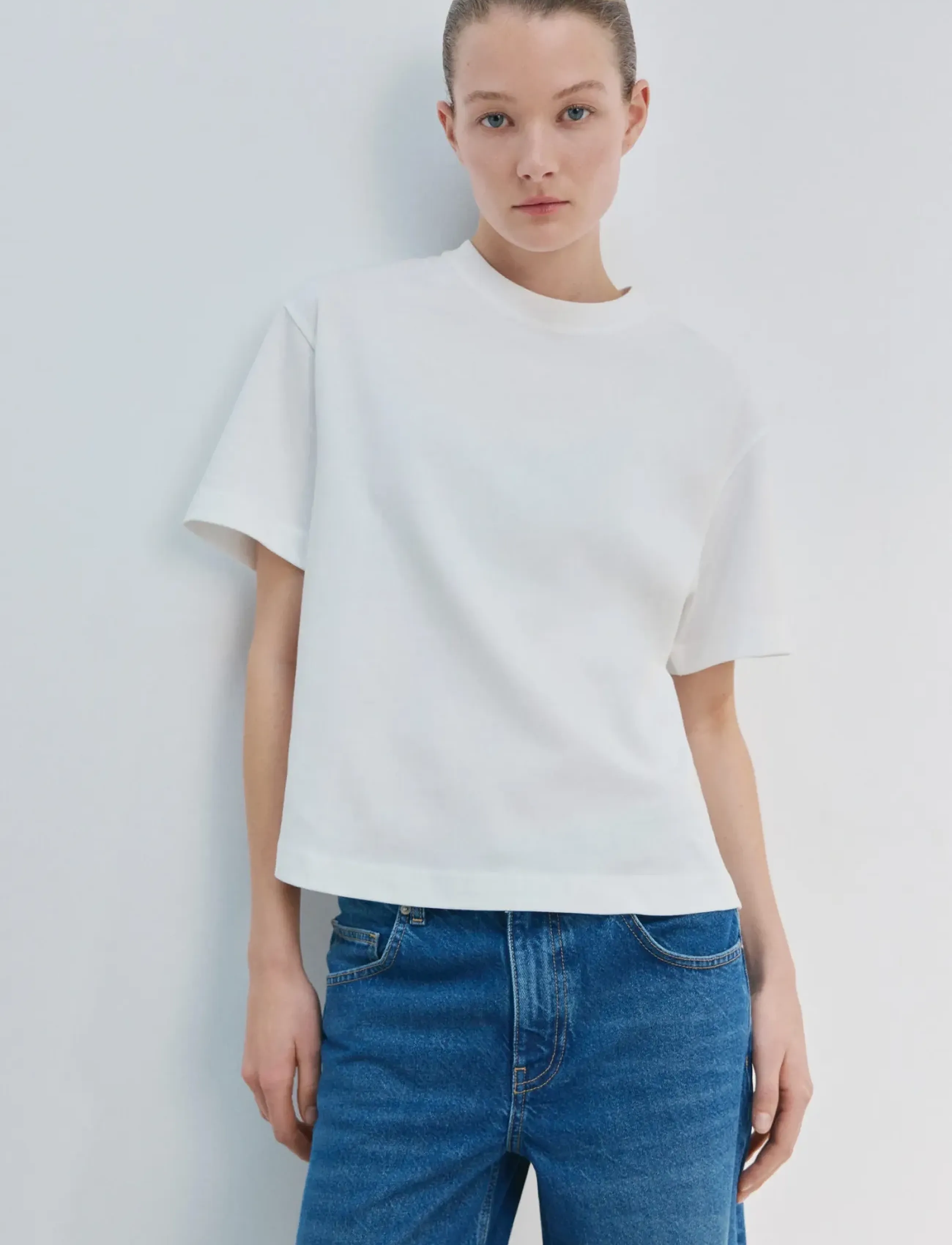 Mango Oversized Cotton T-Shirt, Kvinder, Oversize T-shirt, Hvid, Str: L