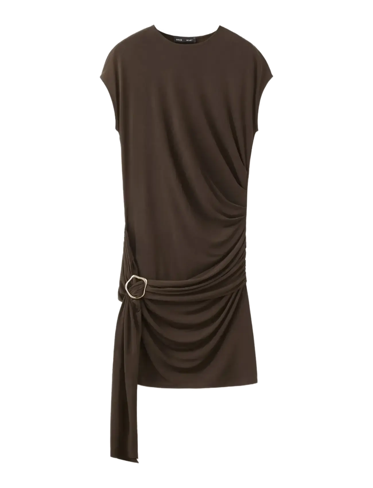 Mango Ruched Bodice Brooch Dress, XS, Brown, Kjoler > Kort Kjole, Dame