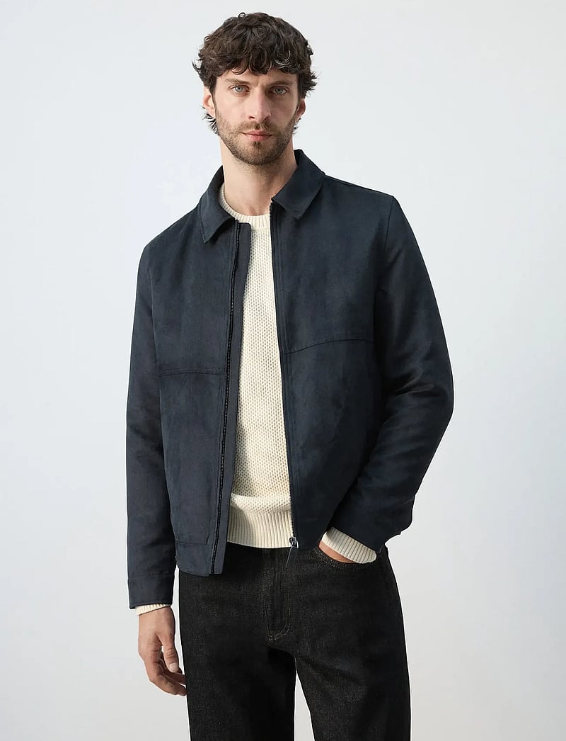 Mango - Suede effect jacket - forårsjakker - navy - 0