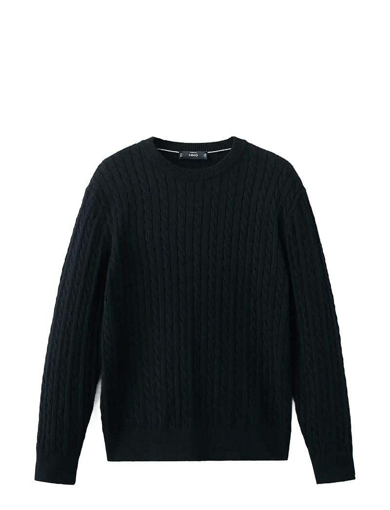 Mango - 100% cotton cable knit sweater - rund hals - dark blue - 1