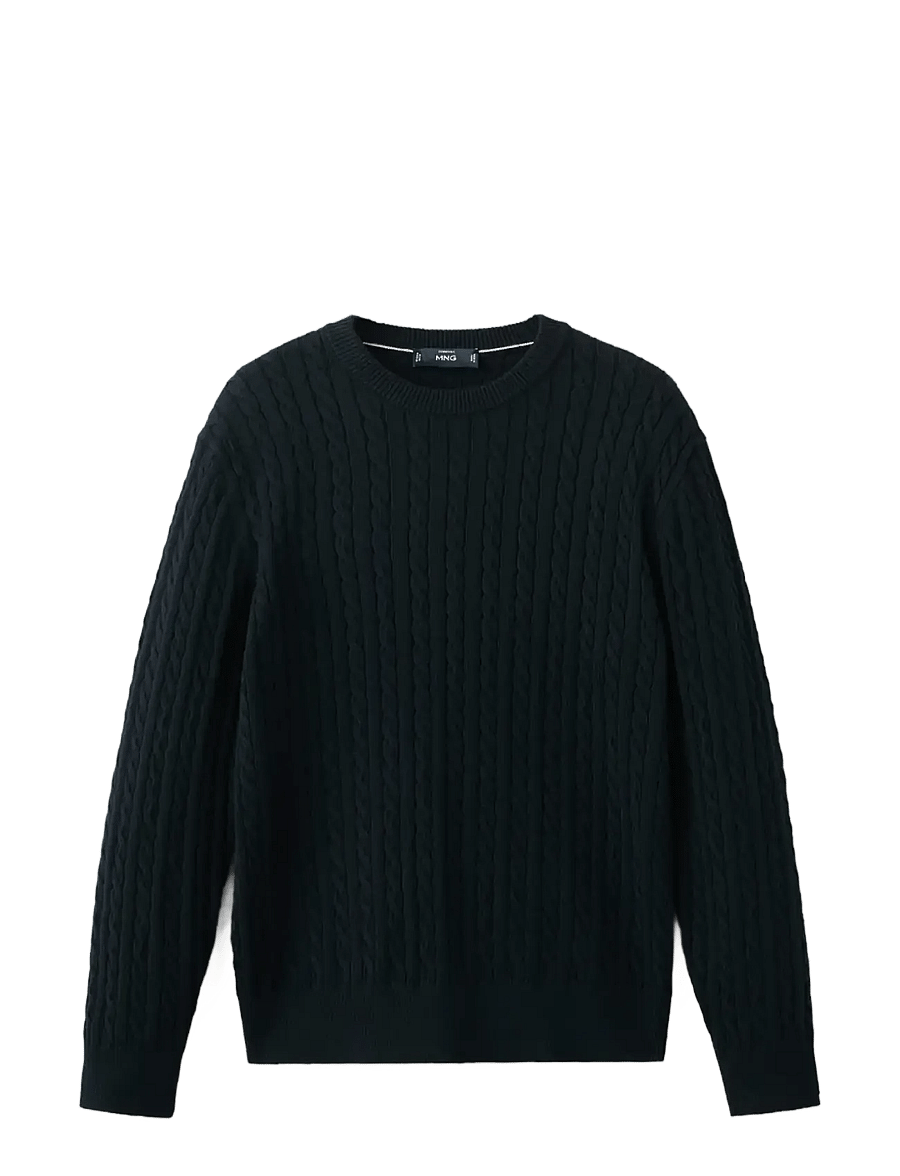 Mango - 100% cotton cable knit sweater - rund hals - dark blue - 1