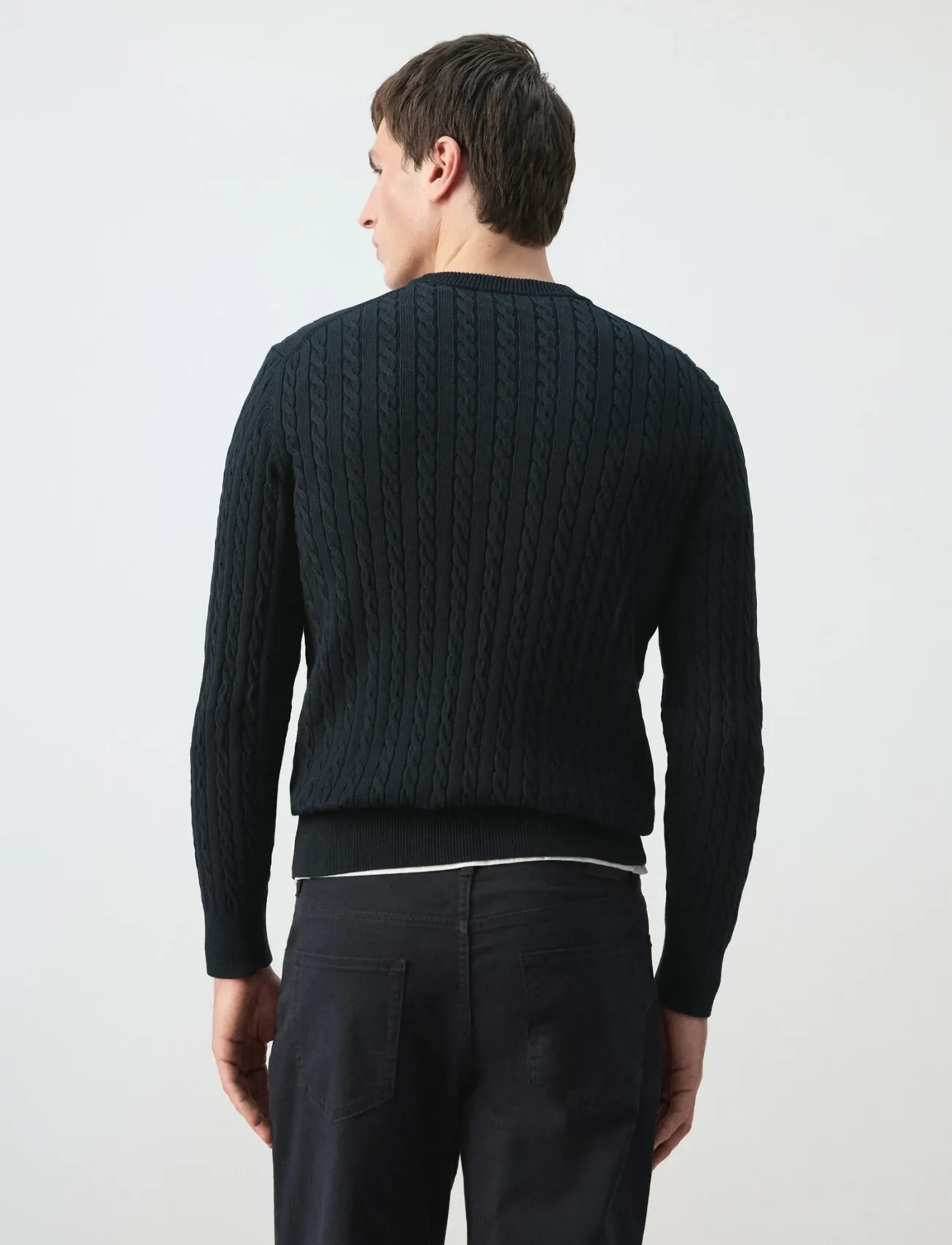 Mango - 100% cotton cable knit sweater - stickat - dark blue - 2