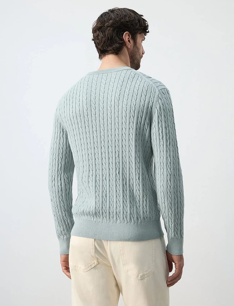 Mango - 100% cotton cable knit sweater - rund hals - turquoise - aqua - 2