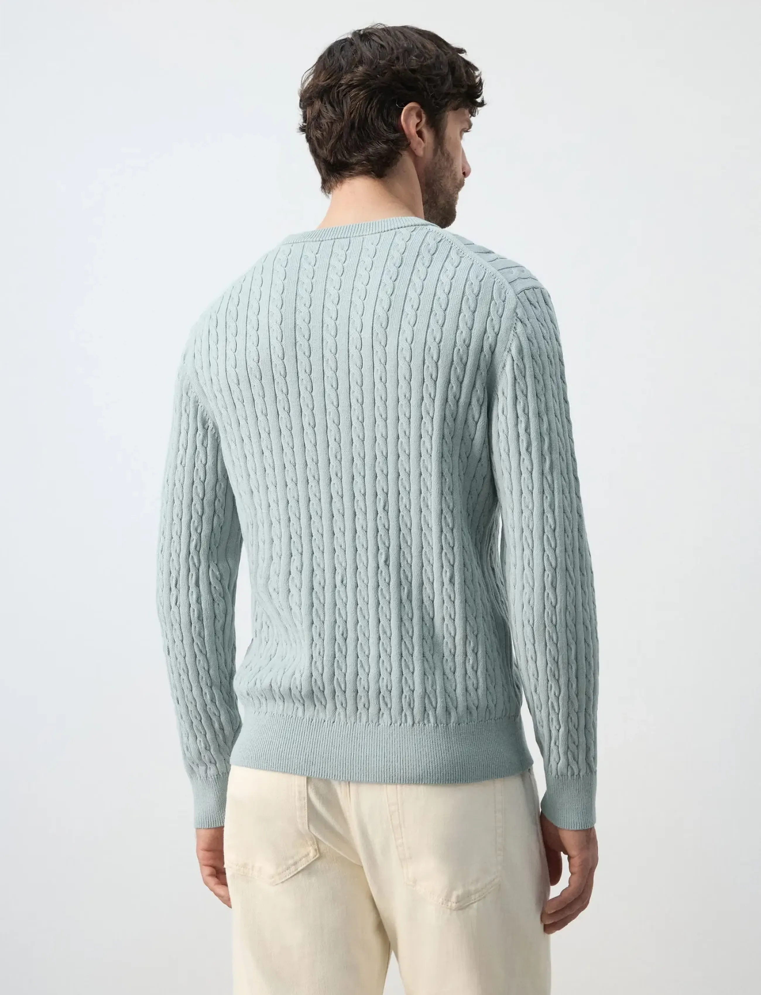 Mango - 100% cotton cable knit sweater - trøjer - turquoise - aqua - 2