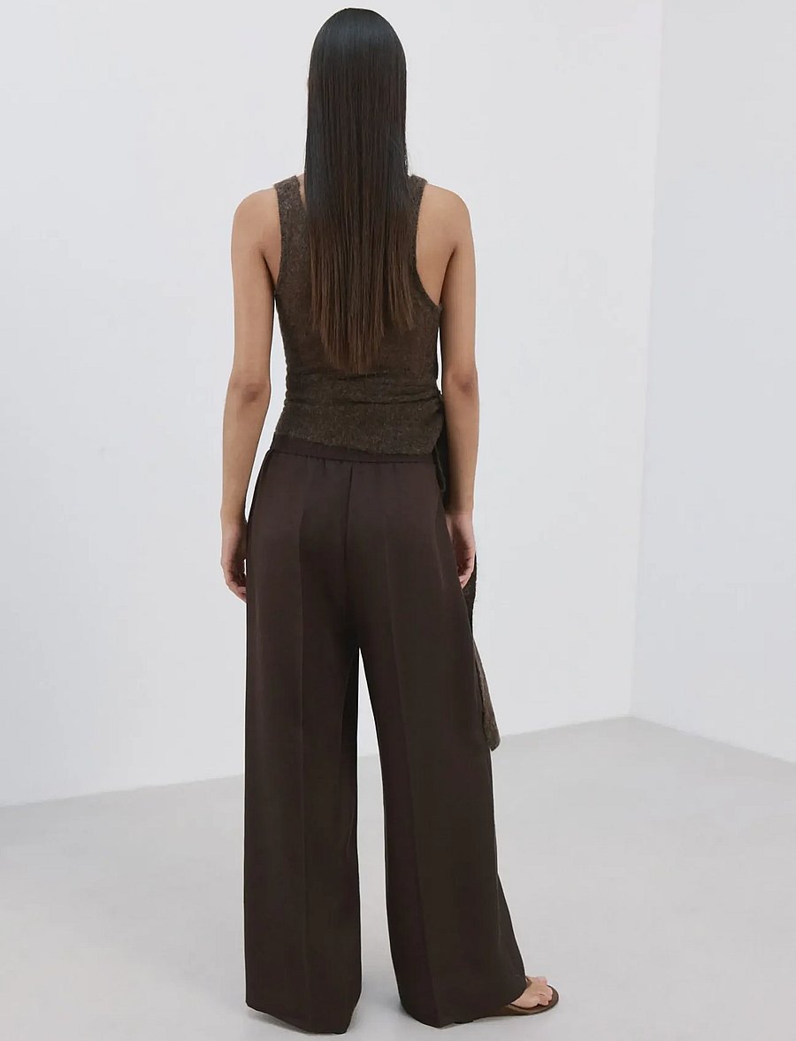 Mango - High-waisted lyocell trousers - habitbukser - dark brown - 2
