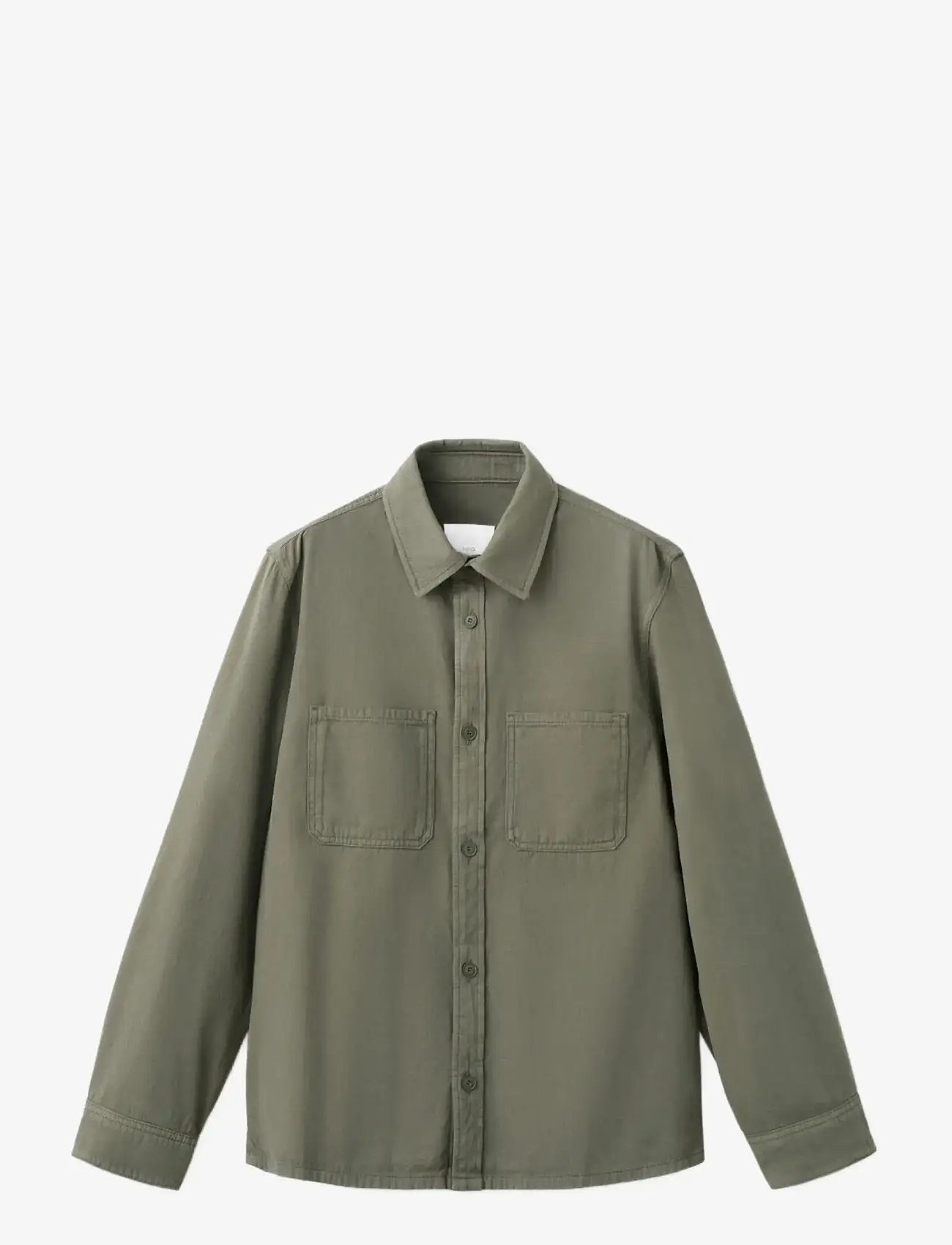 Mango - 100% cotton overshirt with pockets - mænd - beige - khaki - 1