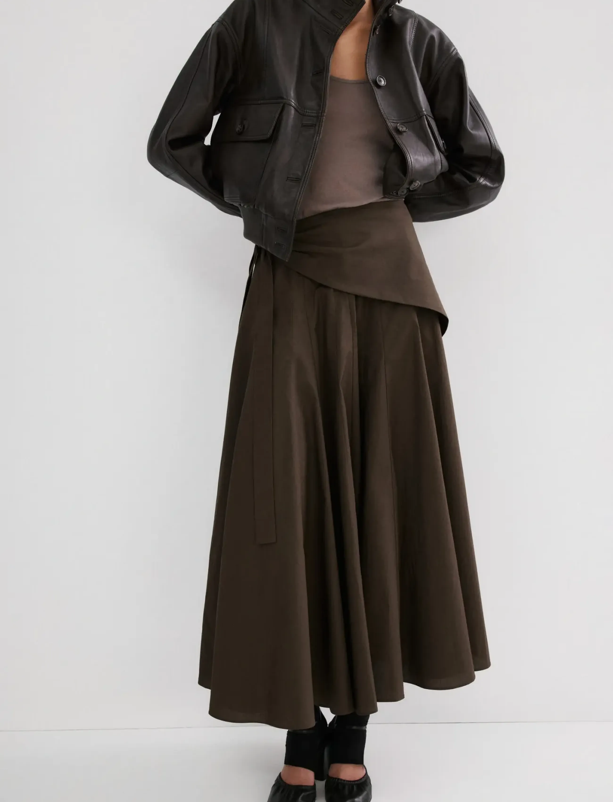 Mango A-line skirt with handkerchief detail - Skirts - DARK BROWN / brown
