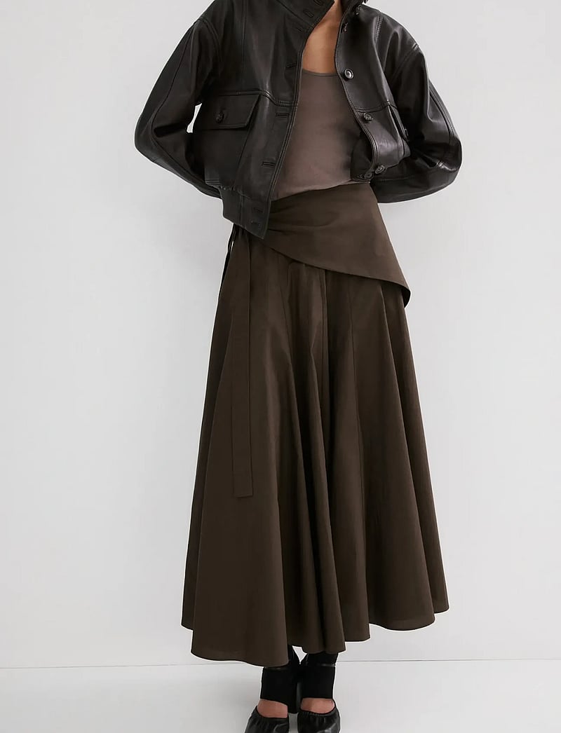 Mango - A-line skirt with handkerchief detail - slå-om-nederdele - dark brown - 0