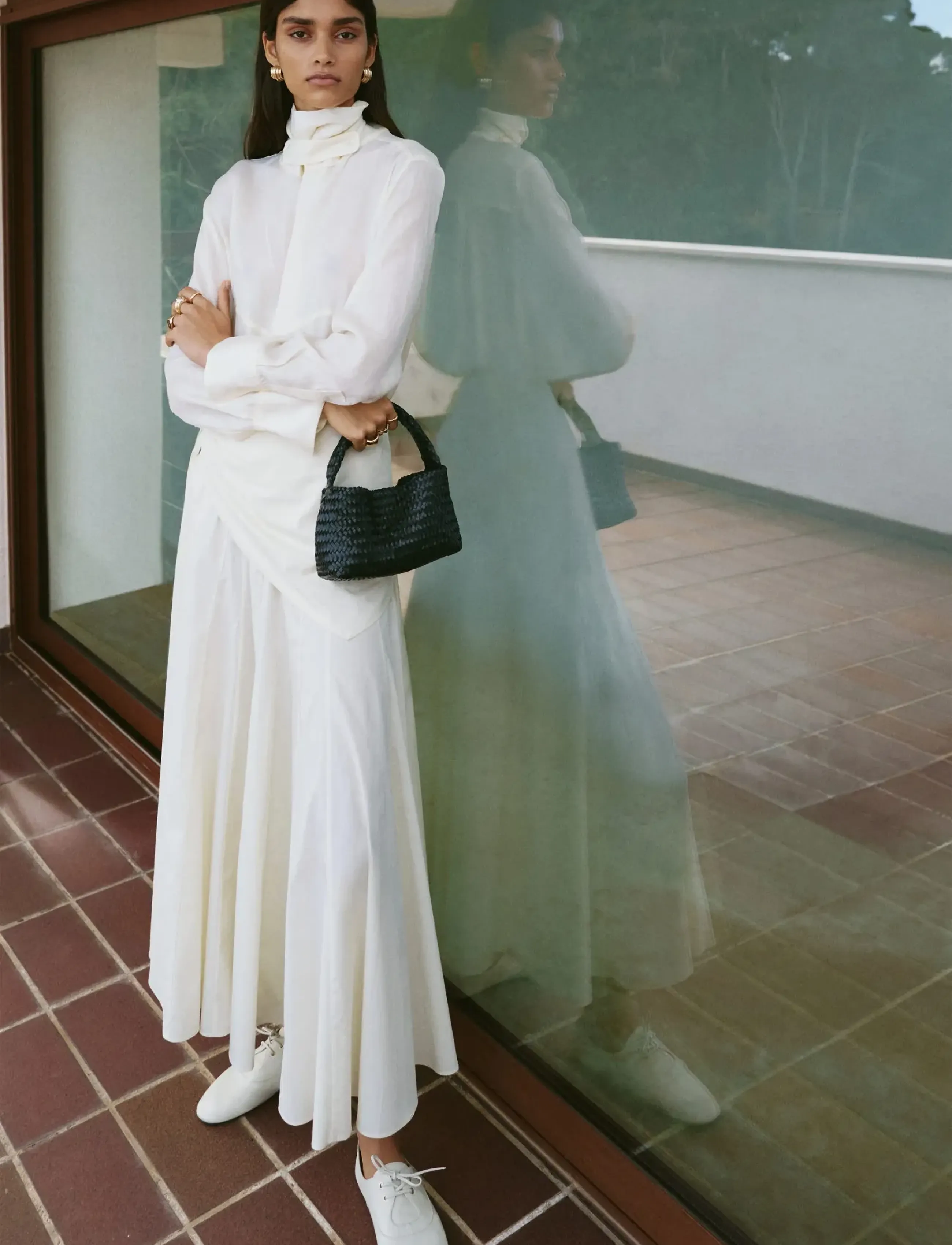 Mango A-line skirt with handkerchief detail - Maxi nederdele - NATURAL WHITE / cream