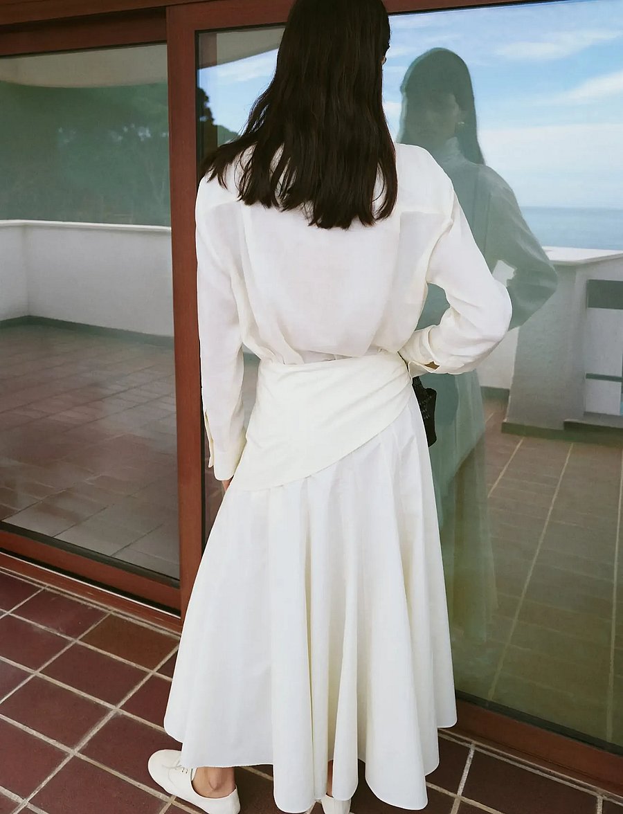 Mango - A-line skirt with handkerchief detail - slå-om-nederdele - natural white - 2