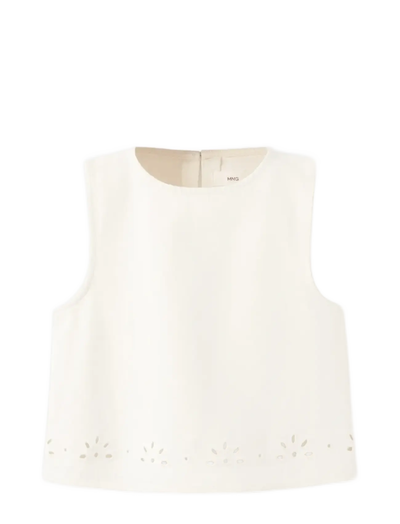 Mango Embroidered Denim Top, Børn, Broderet Denim Top, Cream, Str: 128