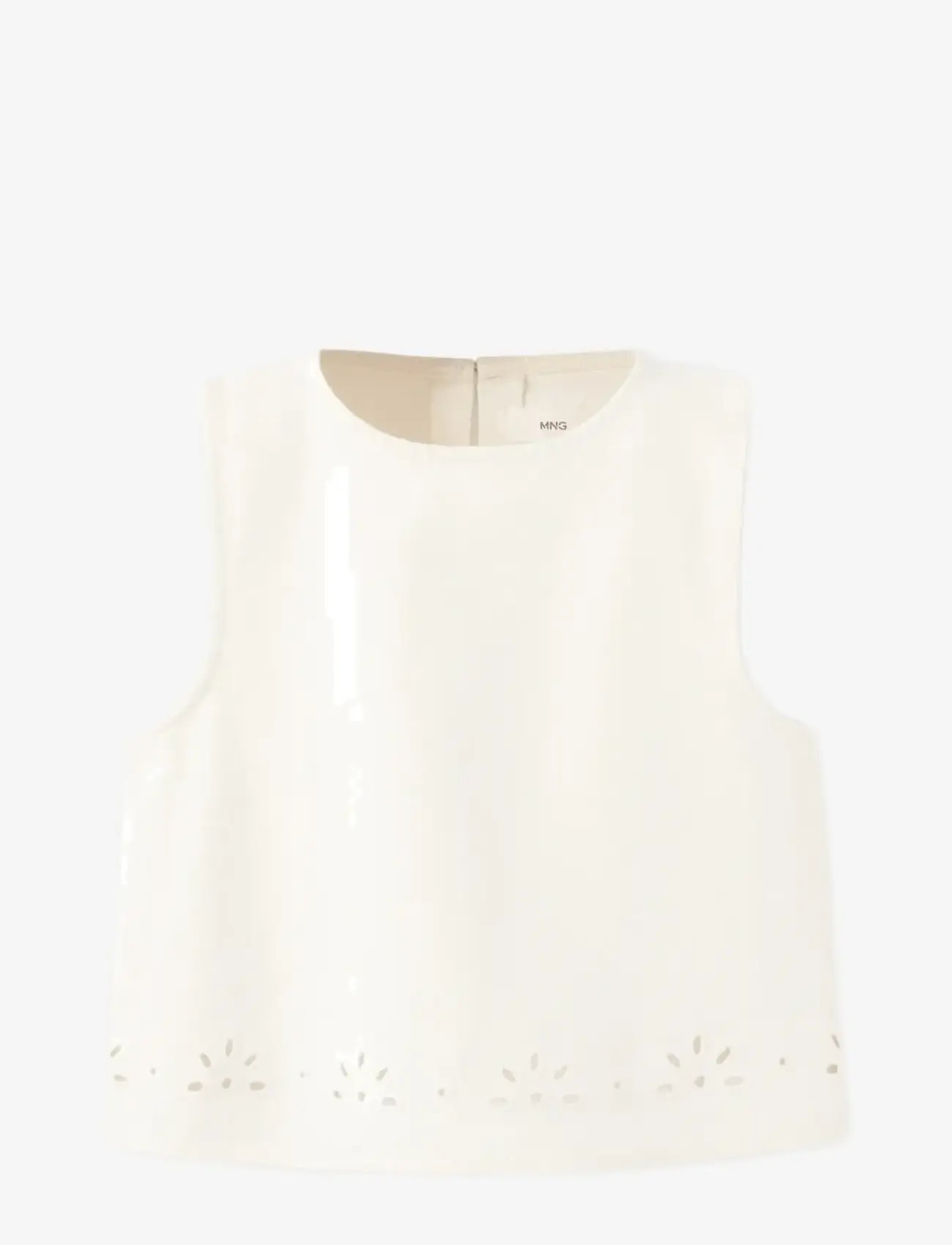 Mango - Embroidered denim top - bluser & tunikaer - light beige - 0