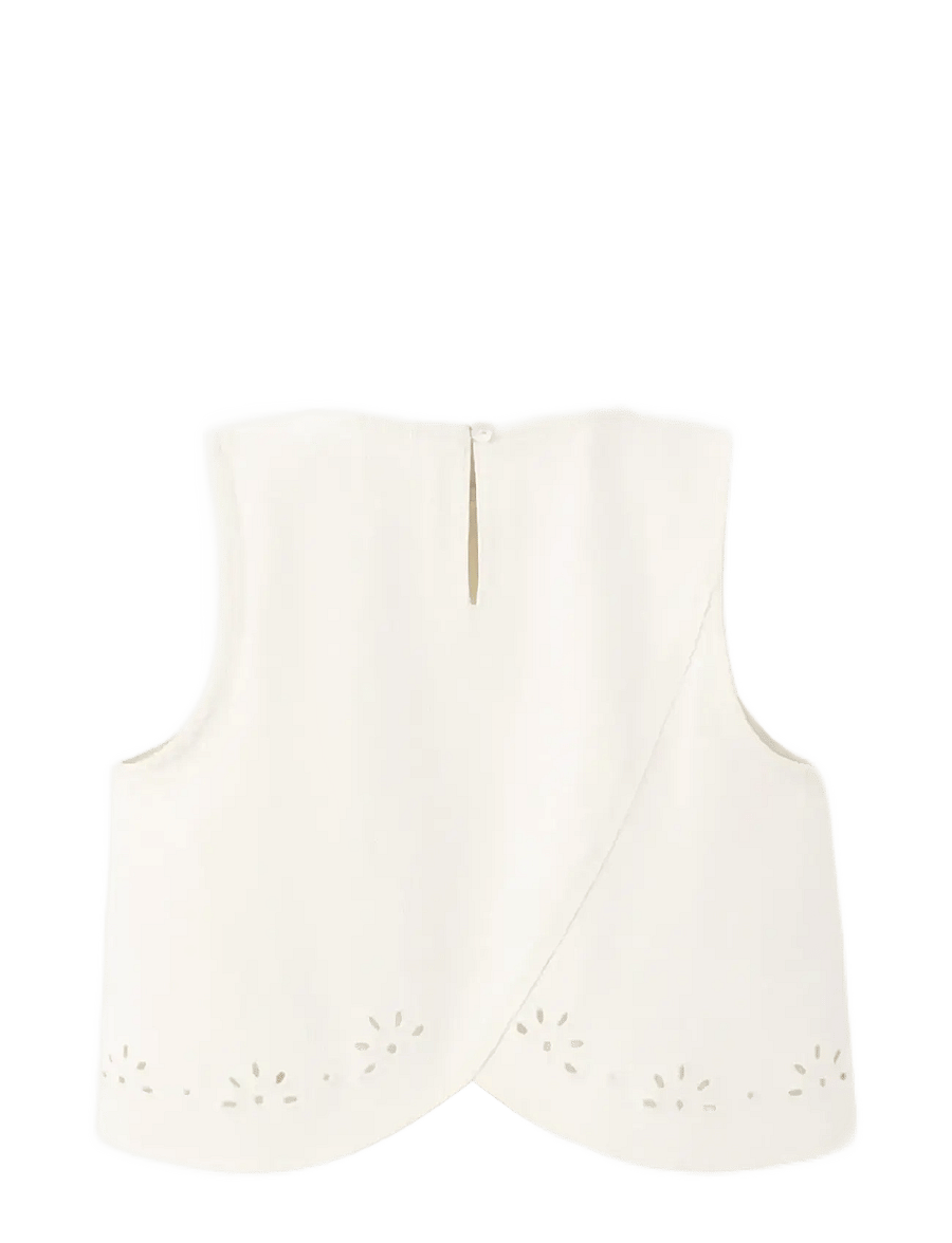 Mango - Embroidered denim top - blusar & tunikor - light beige - 1