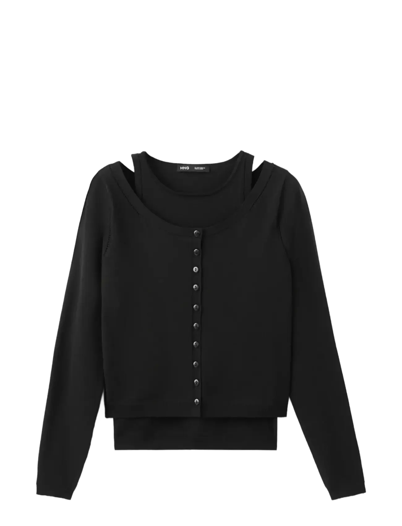MANGO Combined Strick Pullover Schwarz - L - Damen