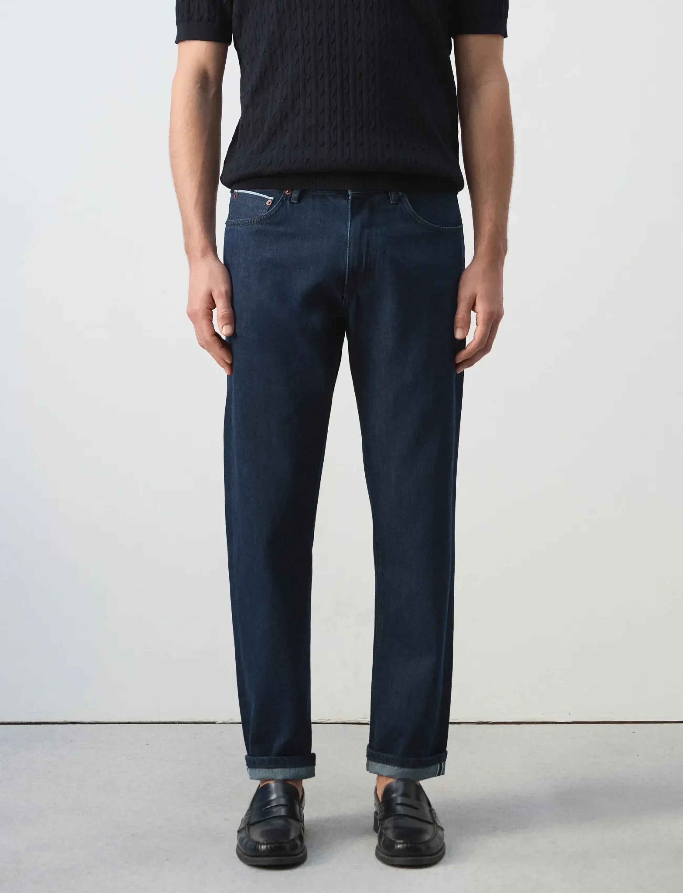 Mango 100% Cotton Regular Fit Cropped Jeans, 40, Marineblau - Regular, Männerswear