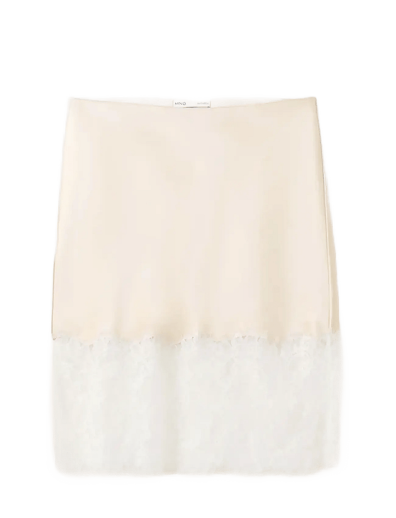 Mango - Lace slip skirt - satinnederdele - light beige - 1