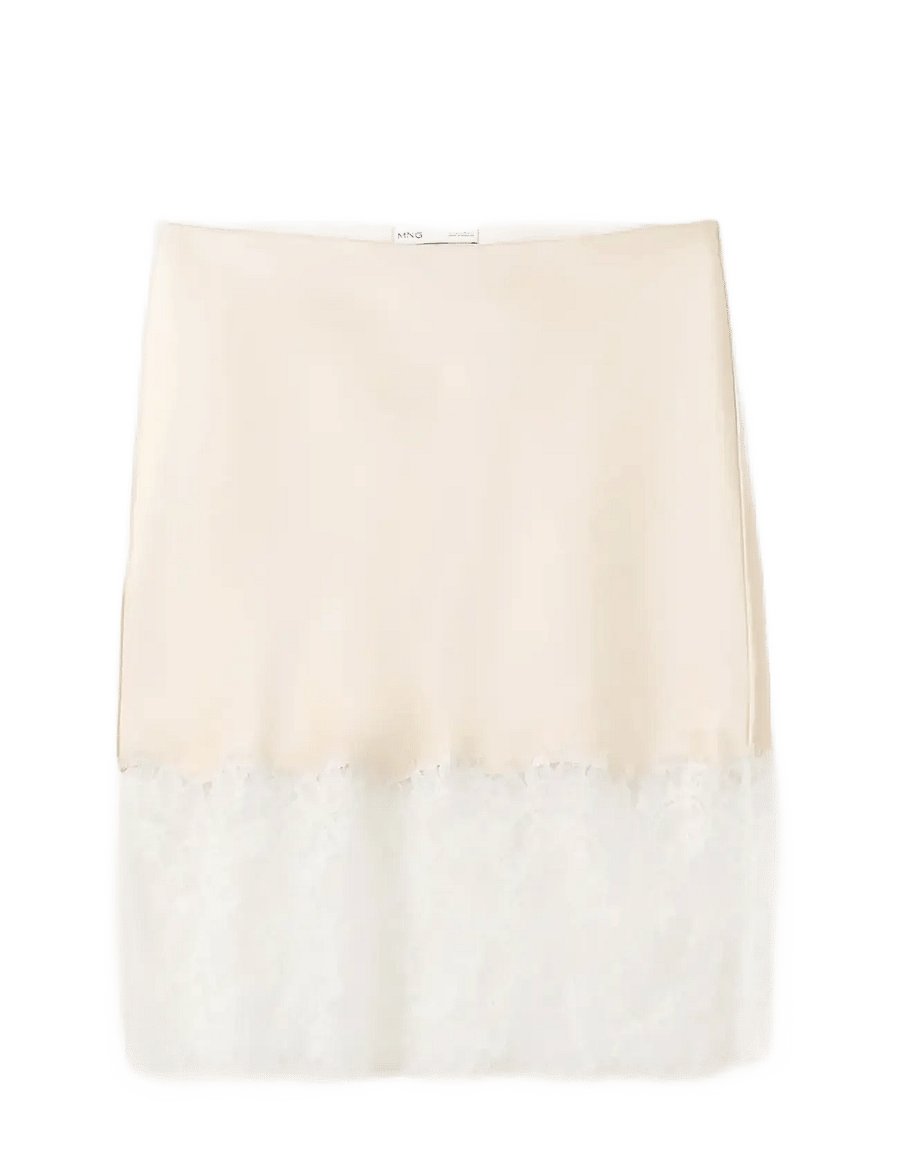 Mango - Lace slip skirt - satinnederdele - light beige - 1