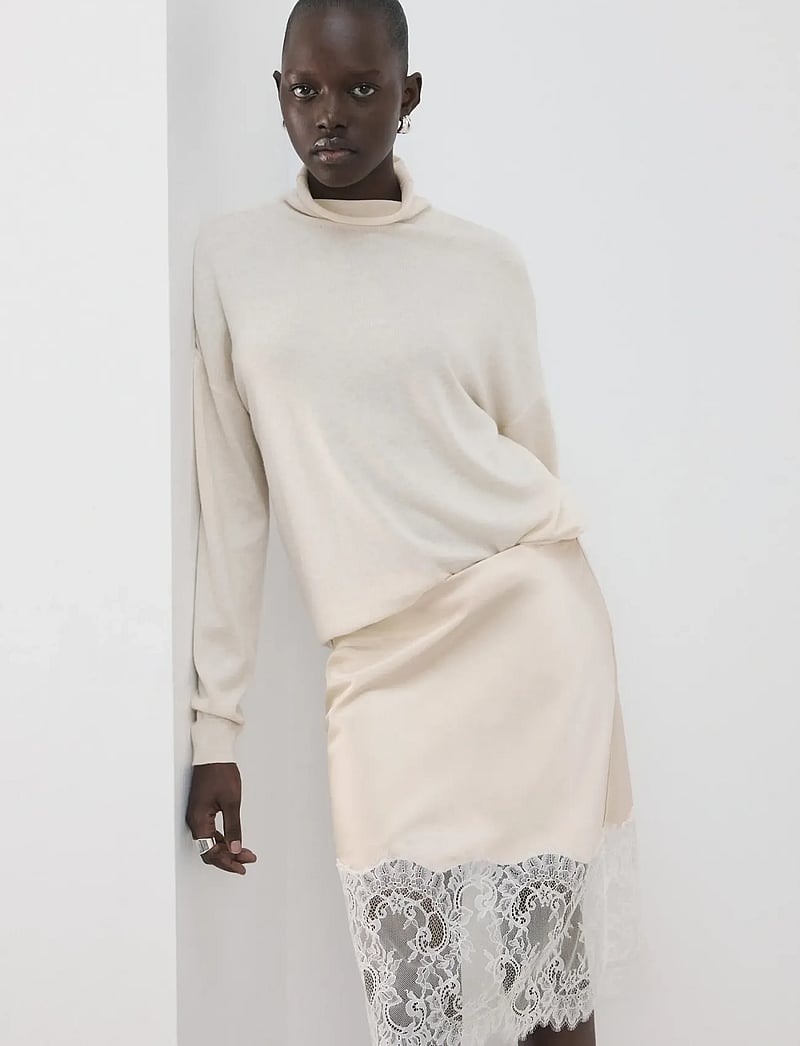 Mango - Lace slip skirt - satinnederdele - light beige - 0