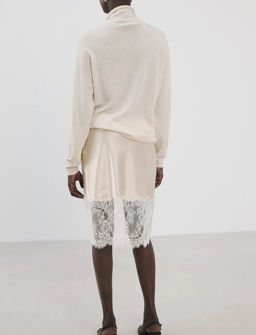 Mango - Lace slip skirt - satinnederdele - light beige - 2