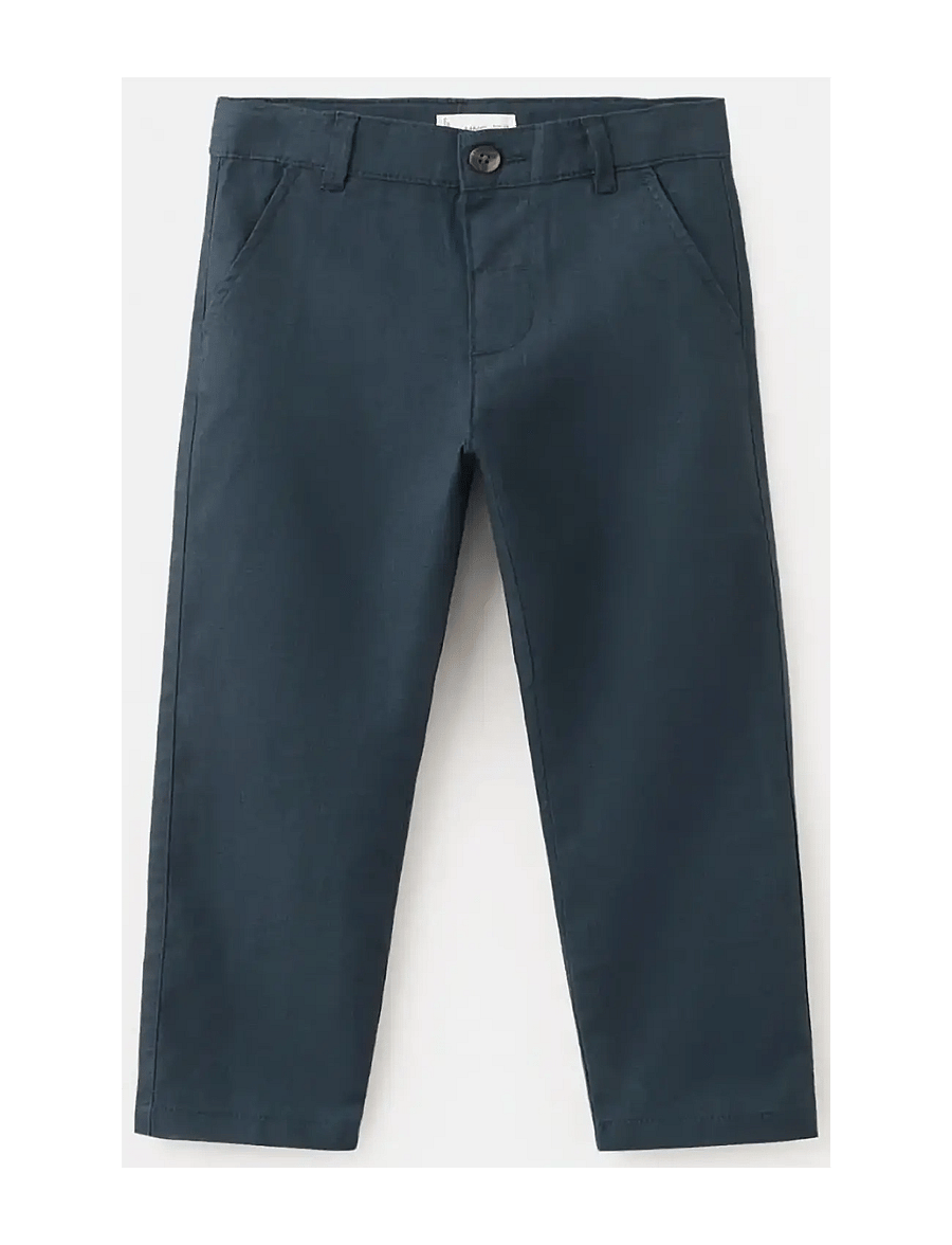 Mango - Straight linen-blend trousers - chinos - navy - 0