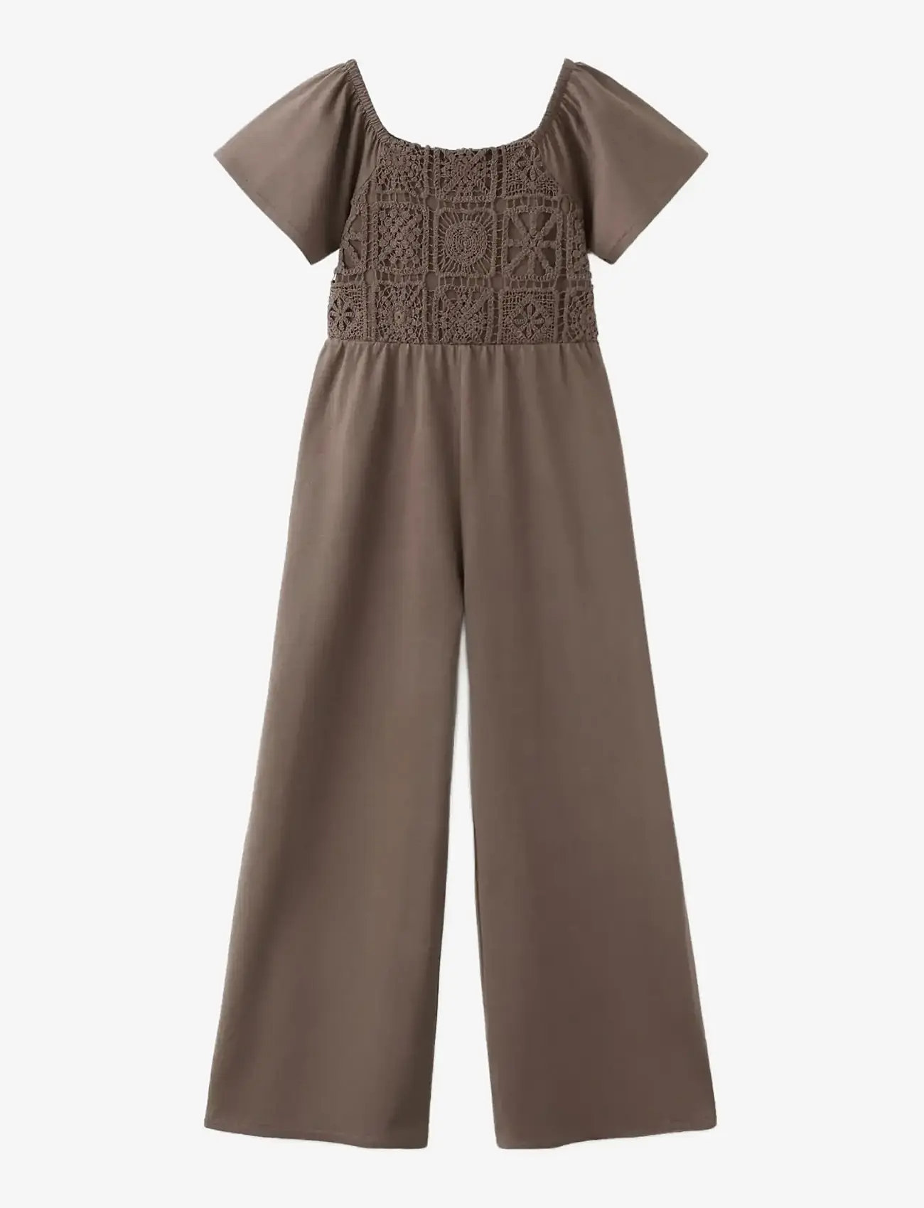 Mango - Long jumpsuit with embroidered details - buksedragter - brown - 0