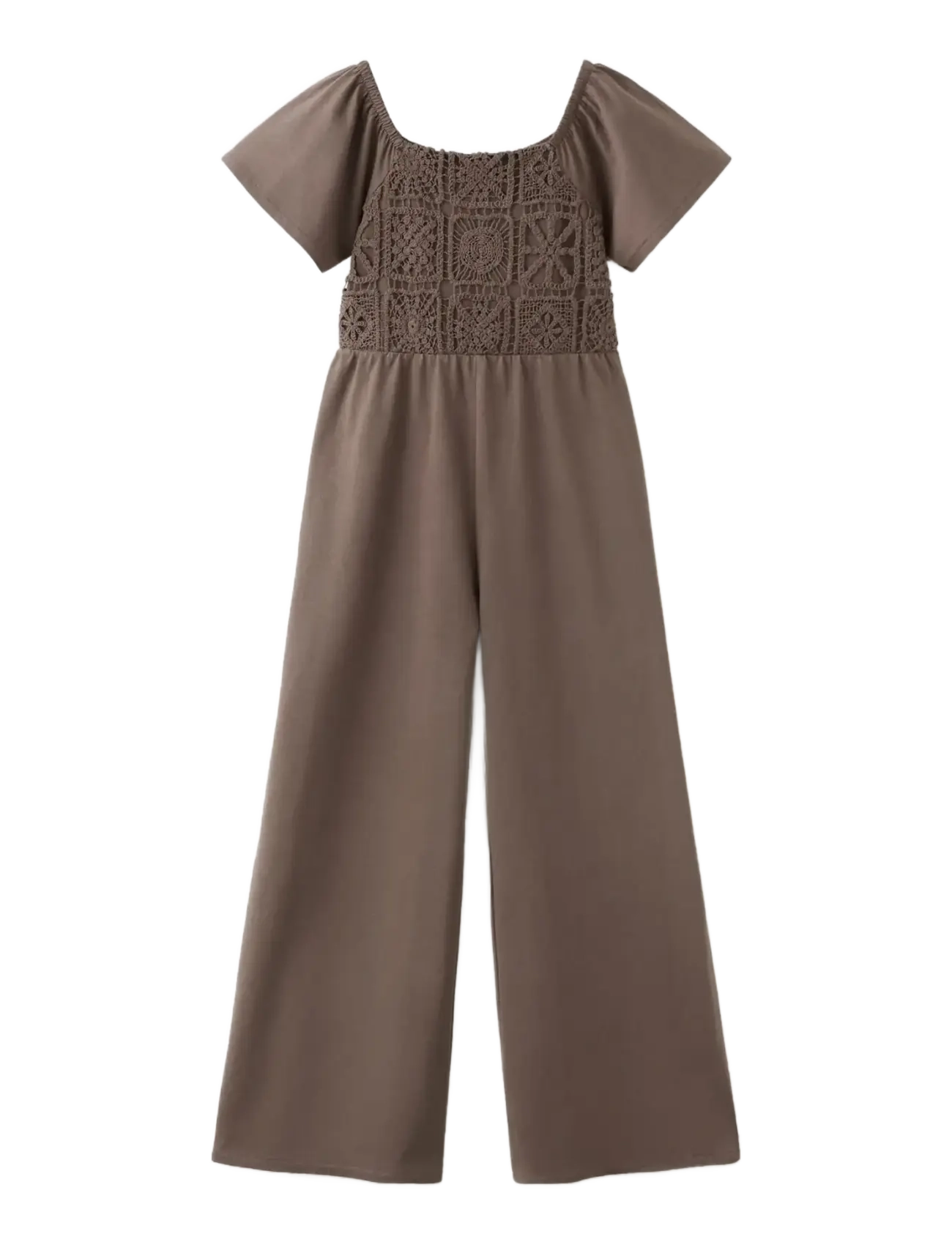 Mango Long jumpsuit with embroidered details - Byxdress - BROWN / brown