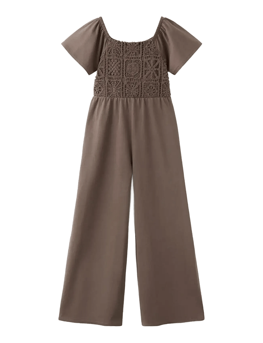 Mango - Long jumpsuit with embroidered details - jumpsuits - brown - 0