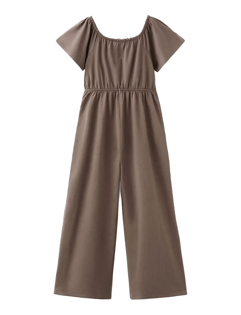 Mango - Long jumpsuit with embroidered details - buksedragter - brown - 1