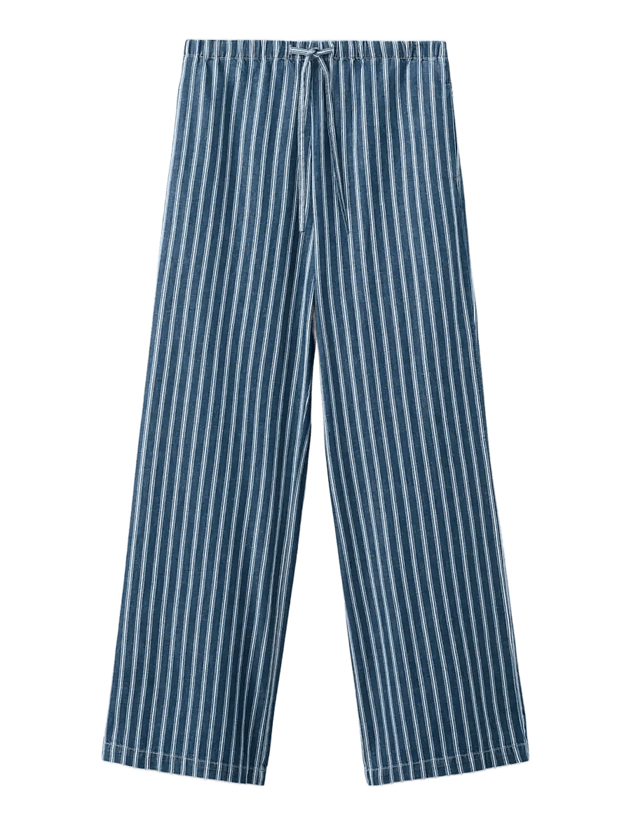 Mango - Striped jeans - bukser med brede ben - medium blue - 1