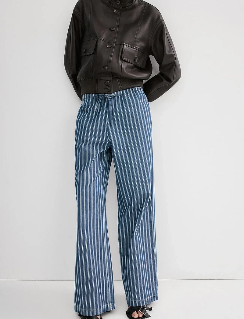 Mango - Striped jeans - wide leg trousers - medium blue - 0