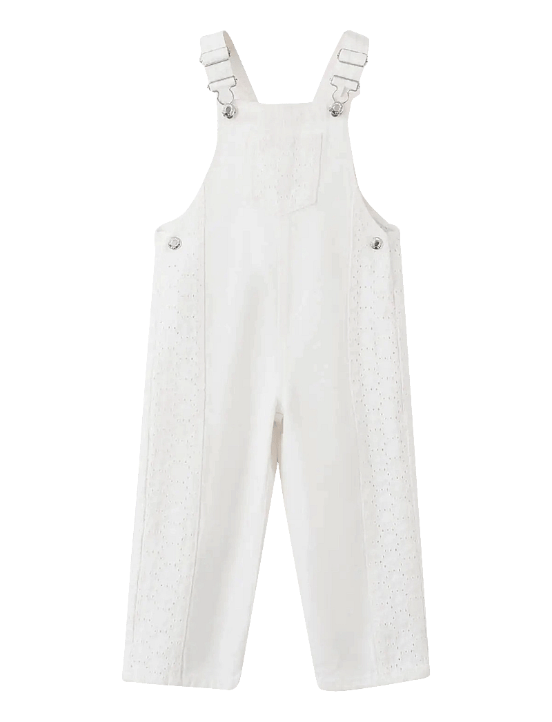 Mango - Embroidered denim dungarees - hängselbyxor - natural white - 0