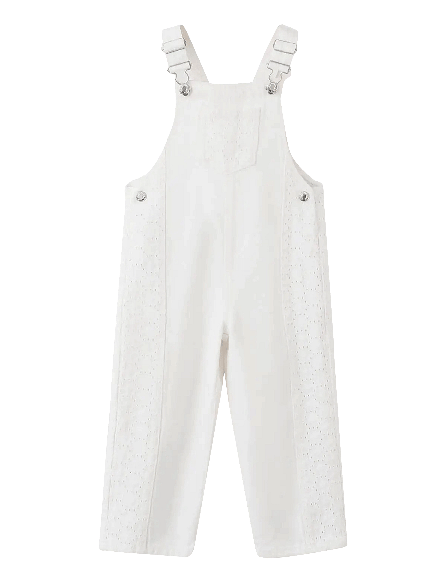 Mango - Embroidered denim dungarees - hängselbyxor - natural white - 0