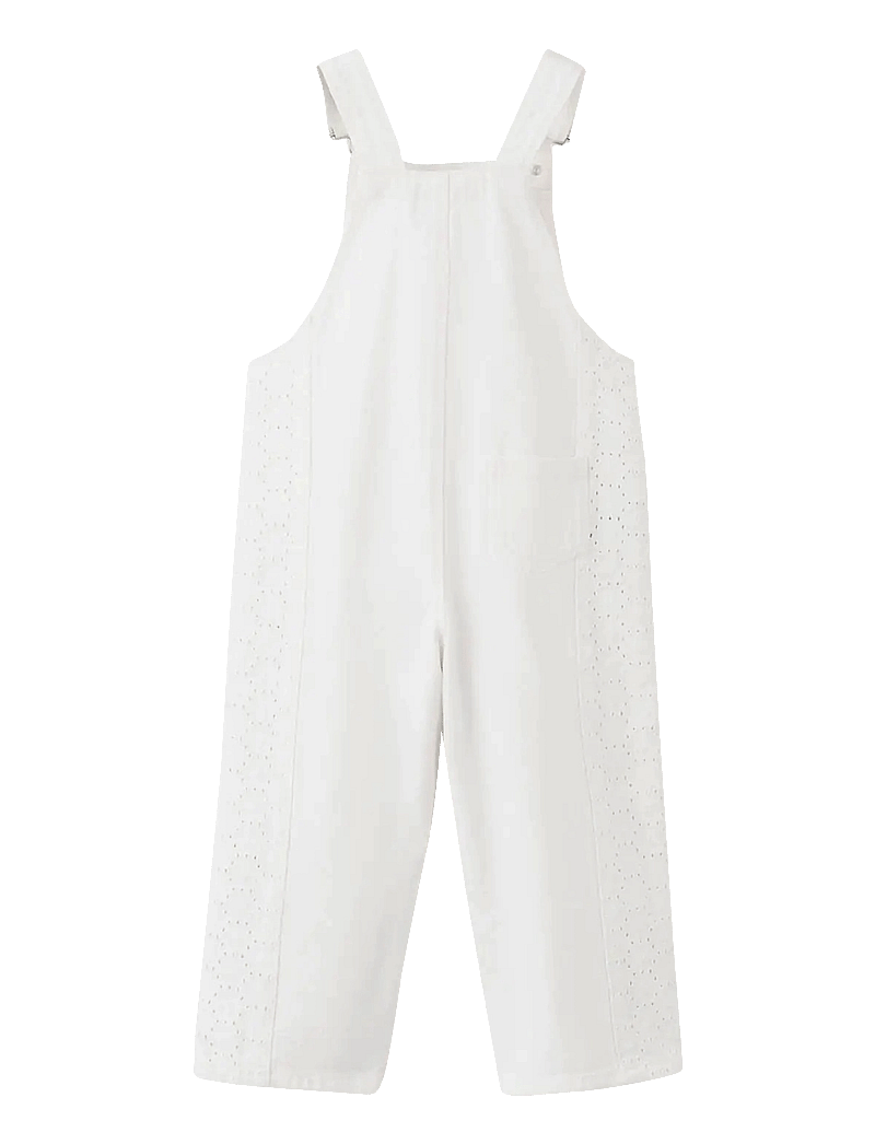 Mango - Embroidered denim dungarees - hängselbyxor - natural white - 1
