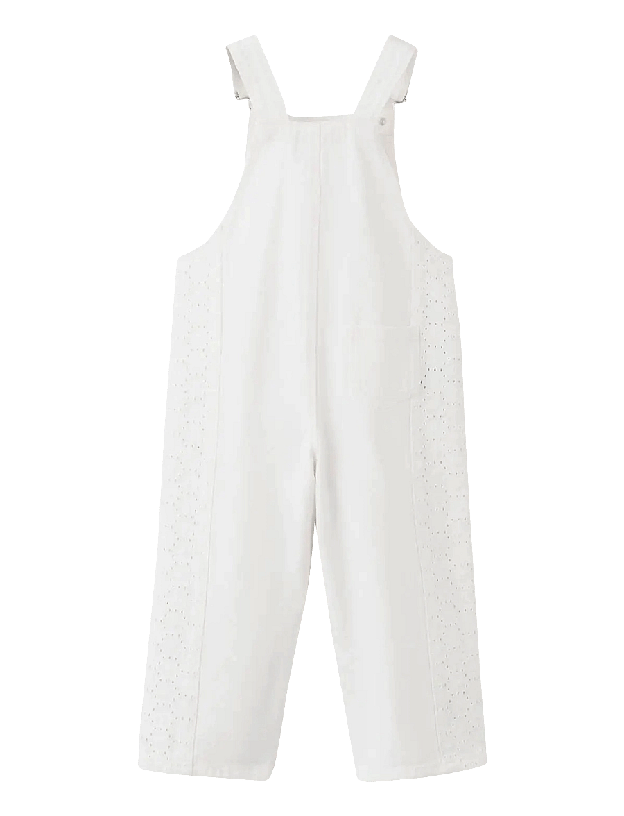 Mango - Embroidered denim dungarees - hängselbyxor - natural white - 1
