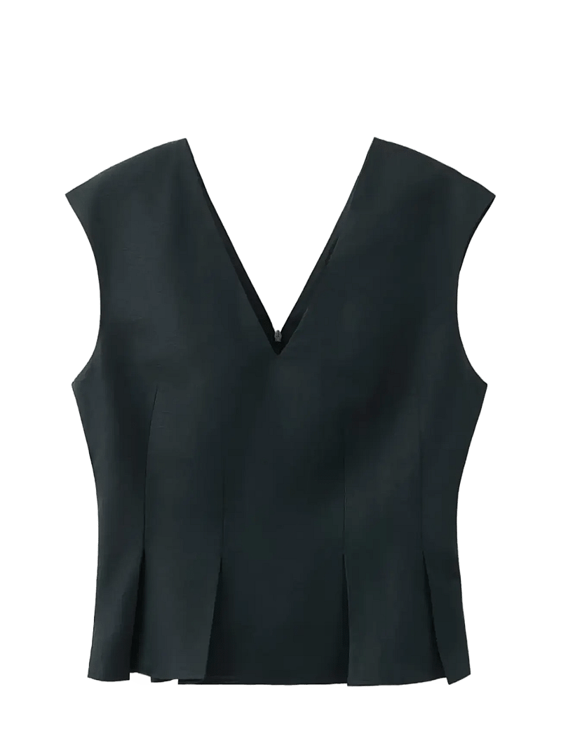 Mango - Cotton linen peplum top - Ärmlösa blusar - navy - 1