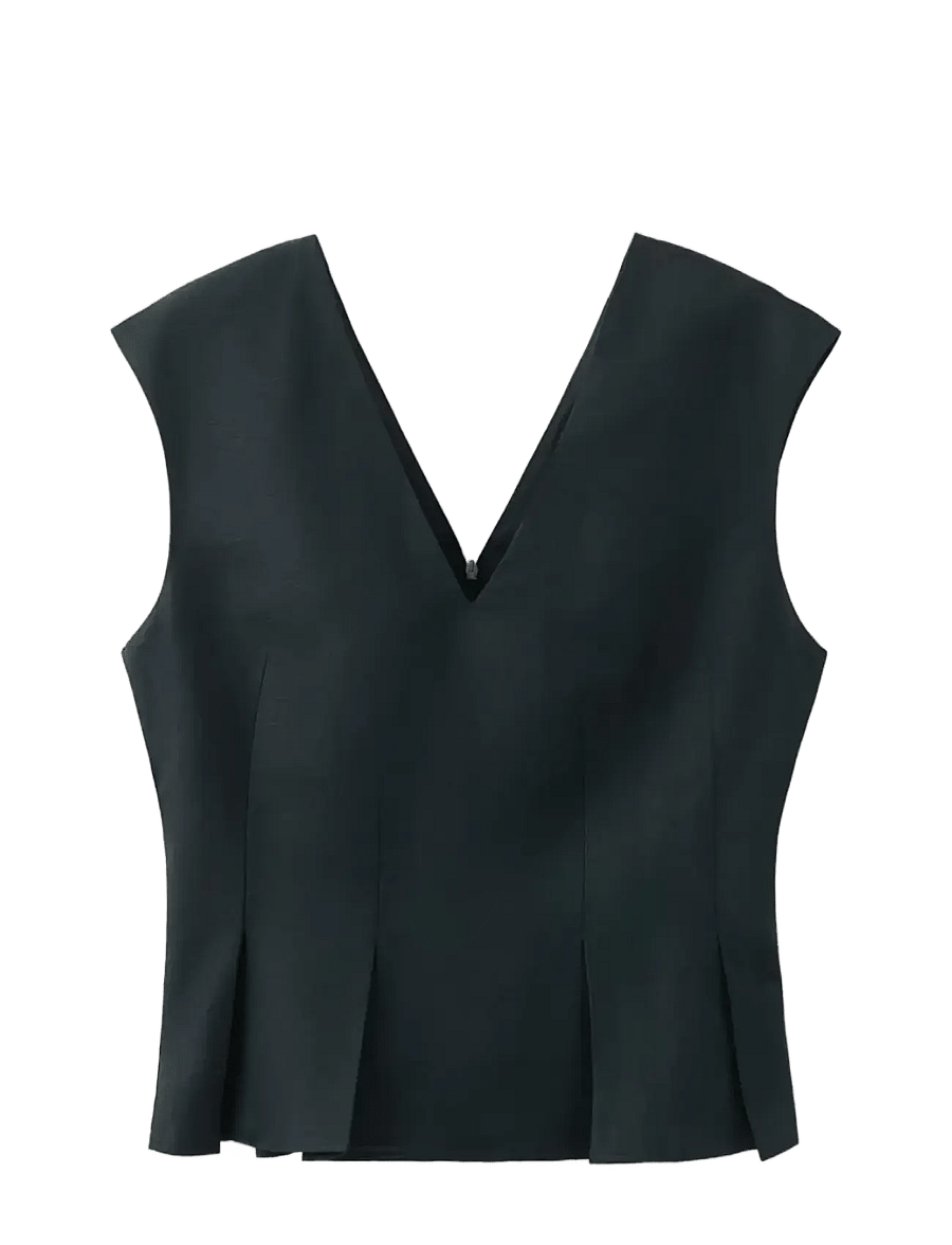 Mango - Cotton linen peplum top - Ärmellose blusen - navy - 1