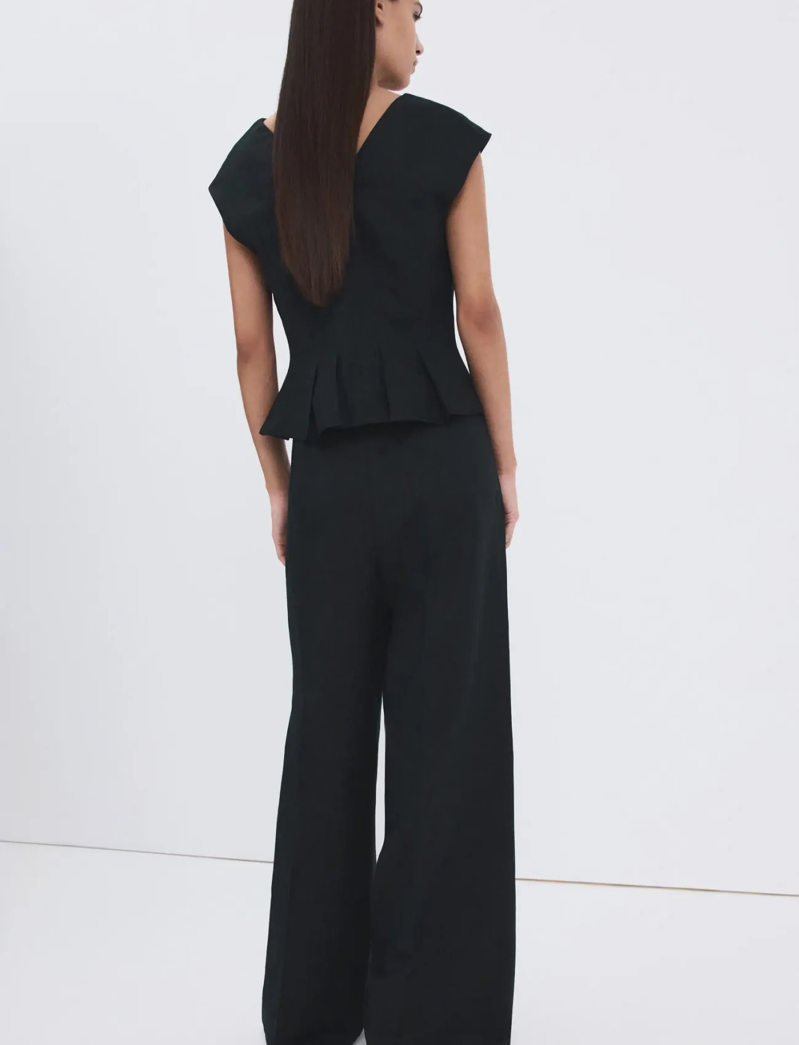Mango - Cotton linen peplum top - Ärmellose blusen - navy - 2