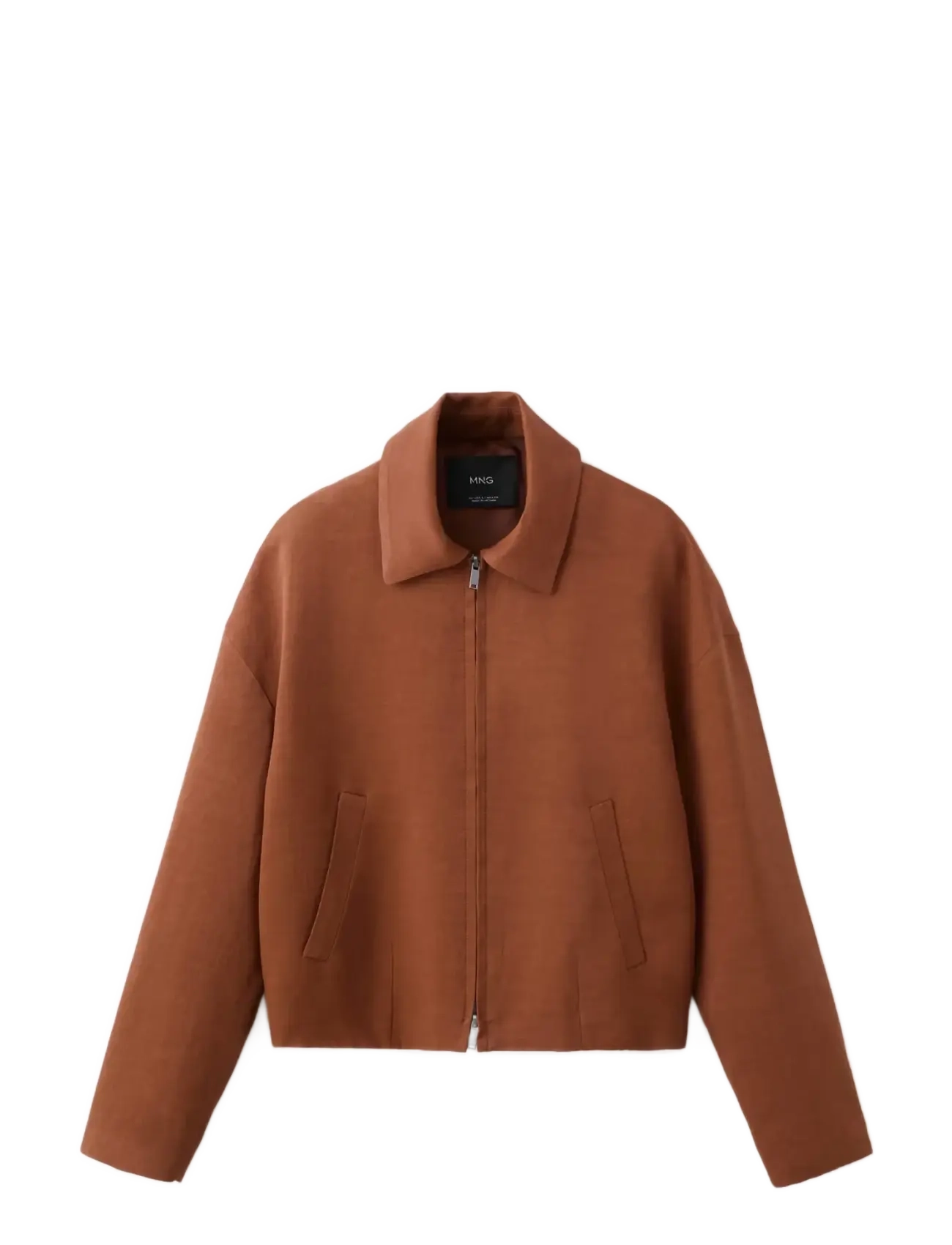 MANGO Linen-Blend Jacke With Pockets Braun - M - Damen