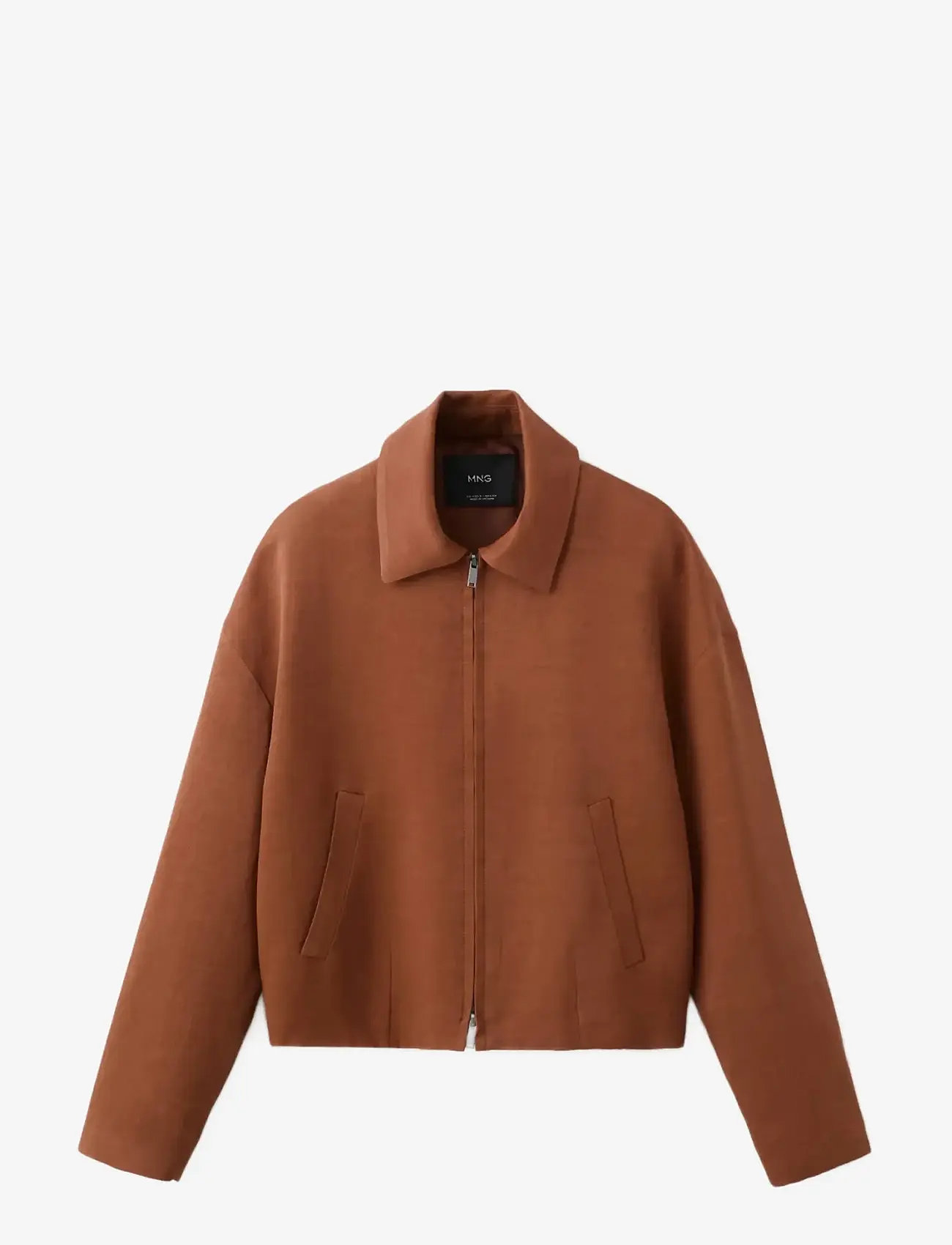 Mango - Linen-blend jacket with pockets - forårsjakker - rust - copper - 1