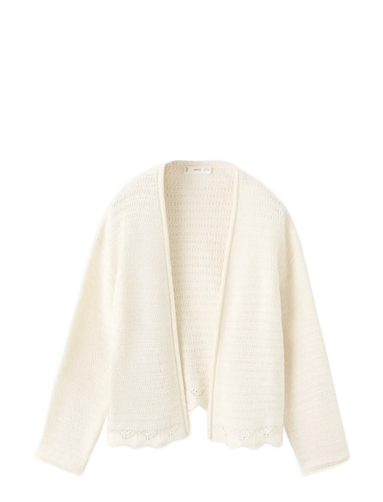 Mango Openwork Knit Cardigan, 11-12, Knitwear, Creme - Cardigans, Kinder