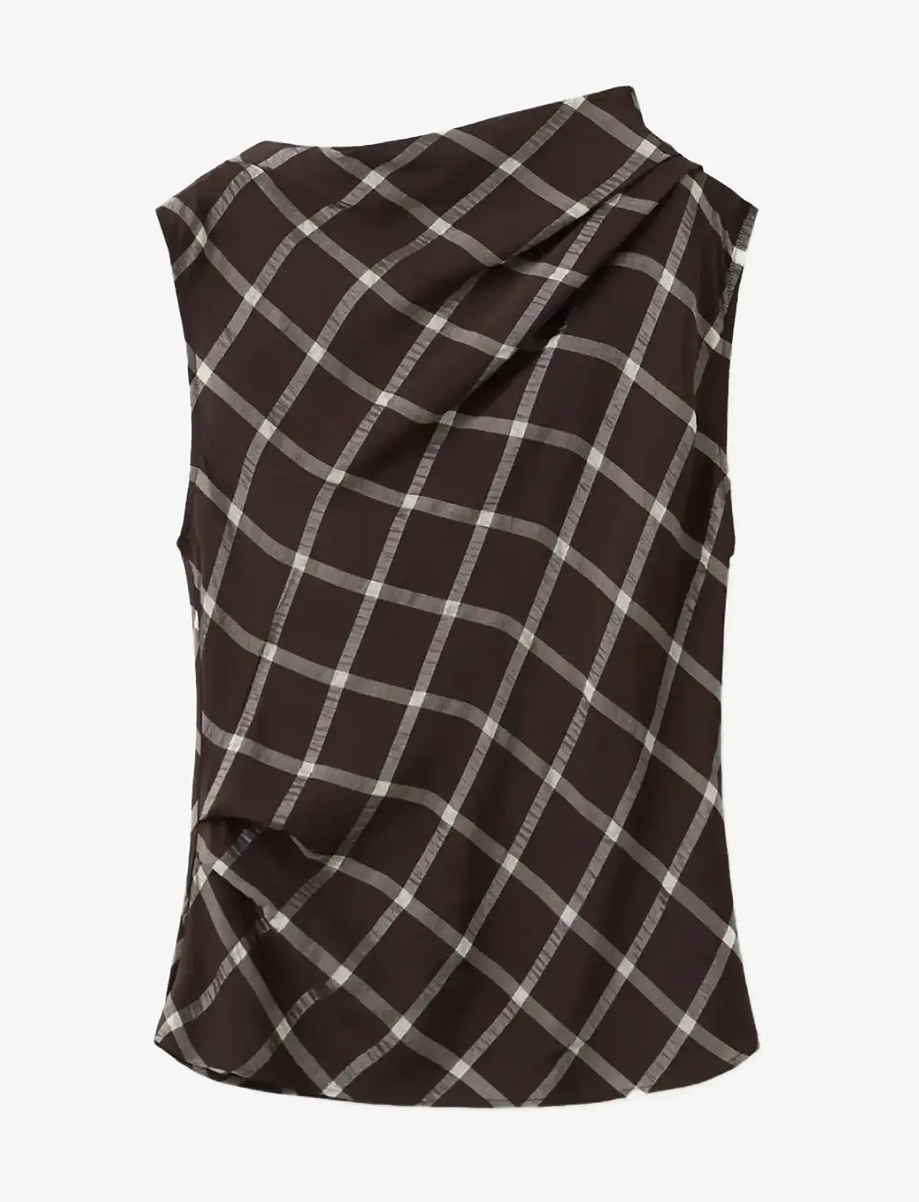 Mango - Fitted top with draped neckline - Ærmeløse bluser - dark red - 1