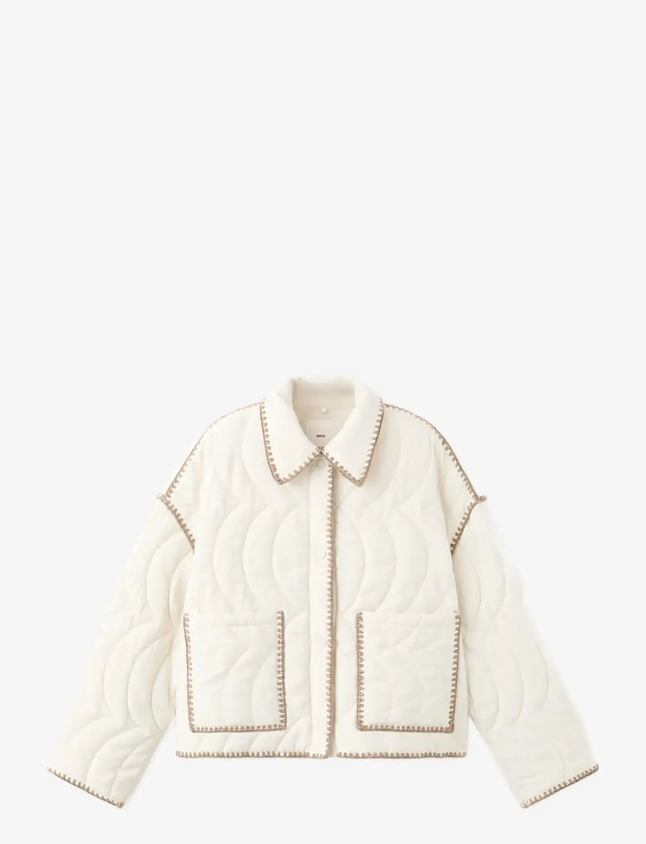 Mango - Contrast piping quilted jacket - frühlingsjacken - light beige - 1