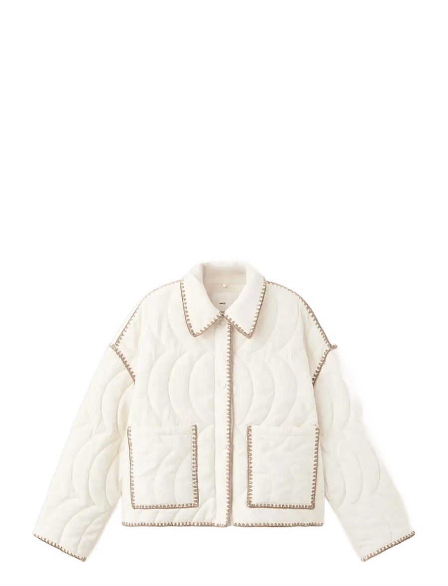 Mango - Contrast piping quilted jacket - quiltede jakker - light beige - 1