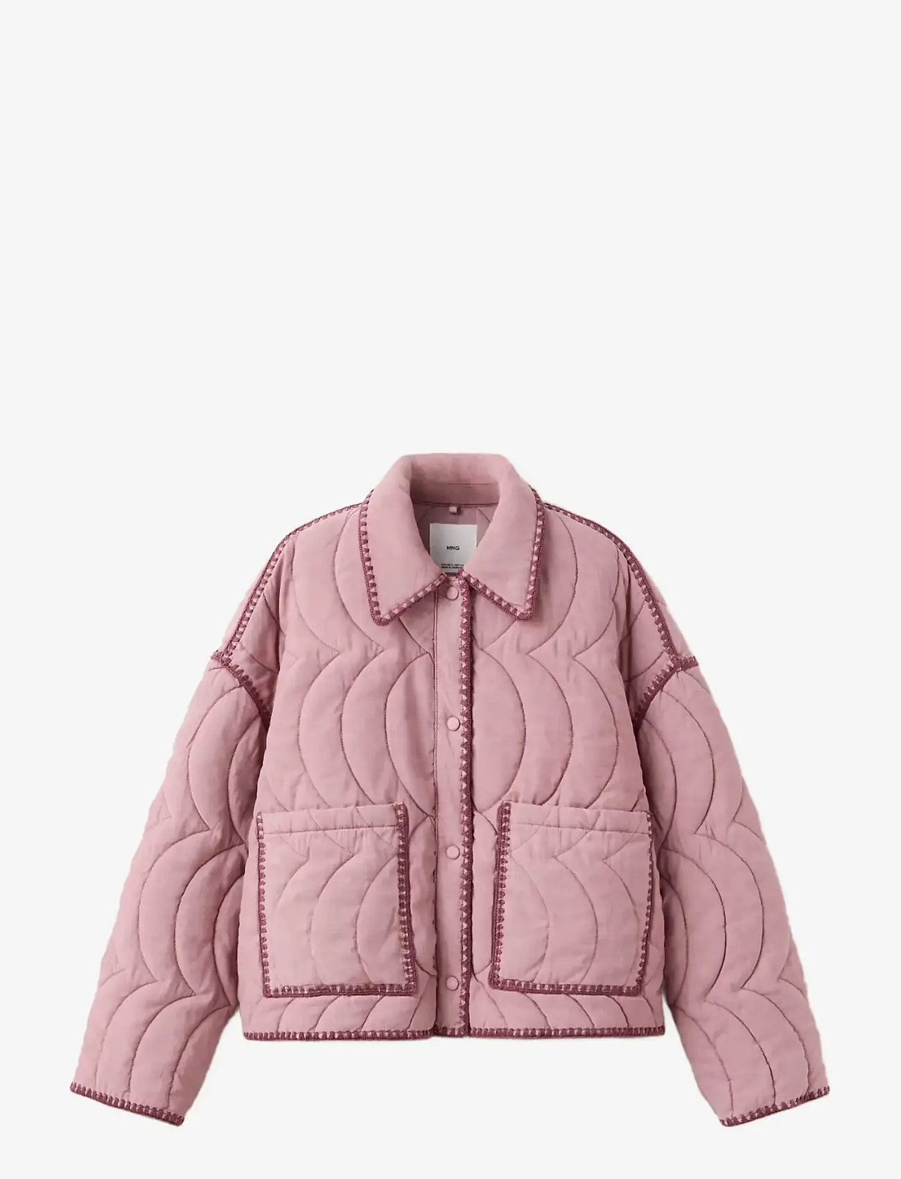 Mango - Contrast piping quilted jacket - kevättakit - pink - 1