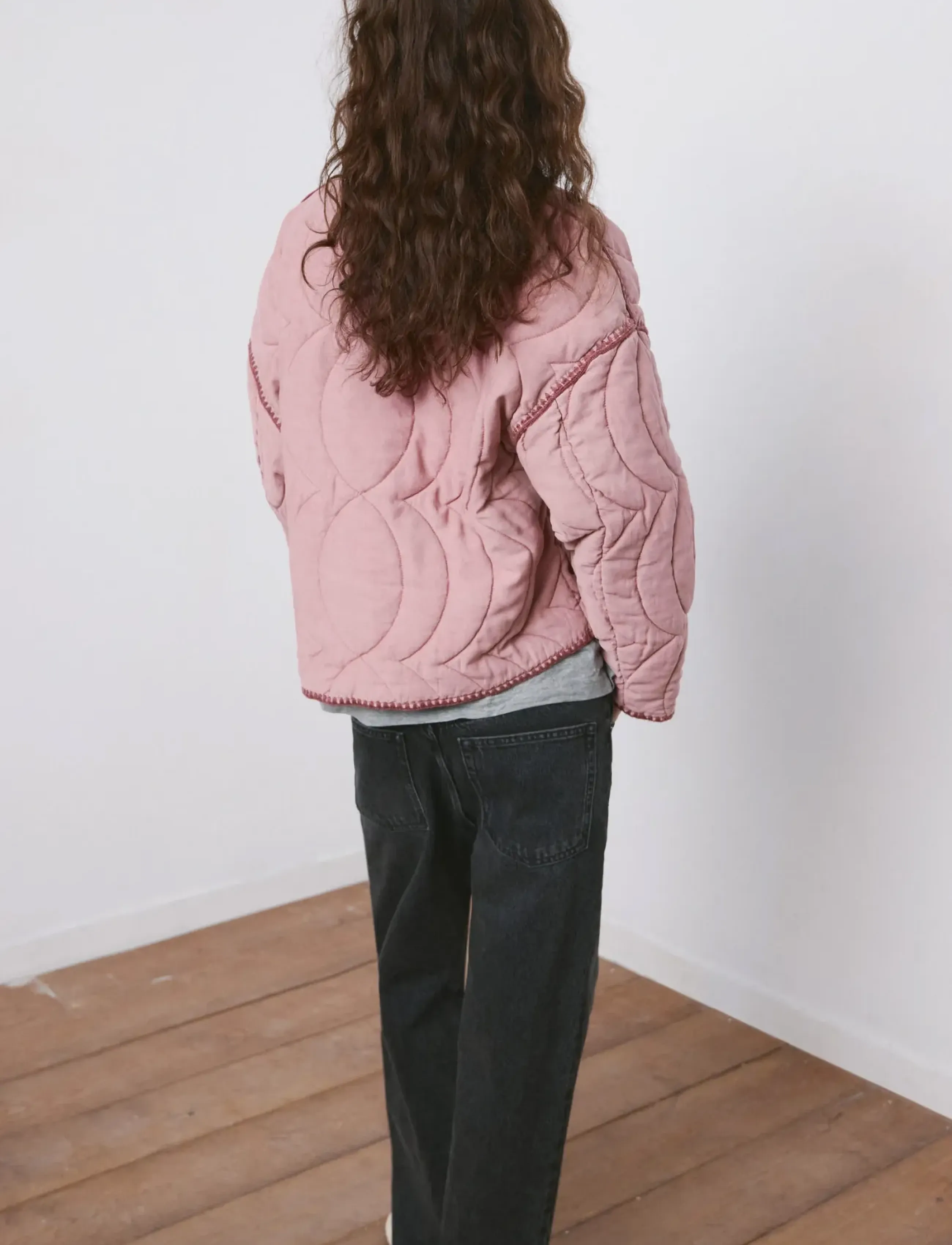Mango - Contrast piping quilted jacket - frühlingsjacken - pink - 2