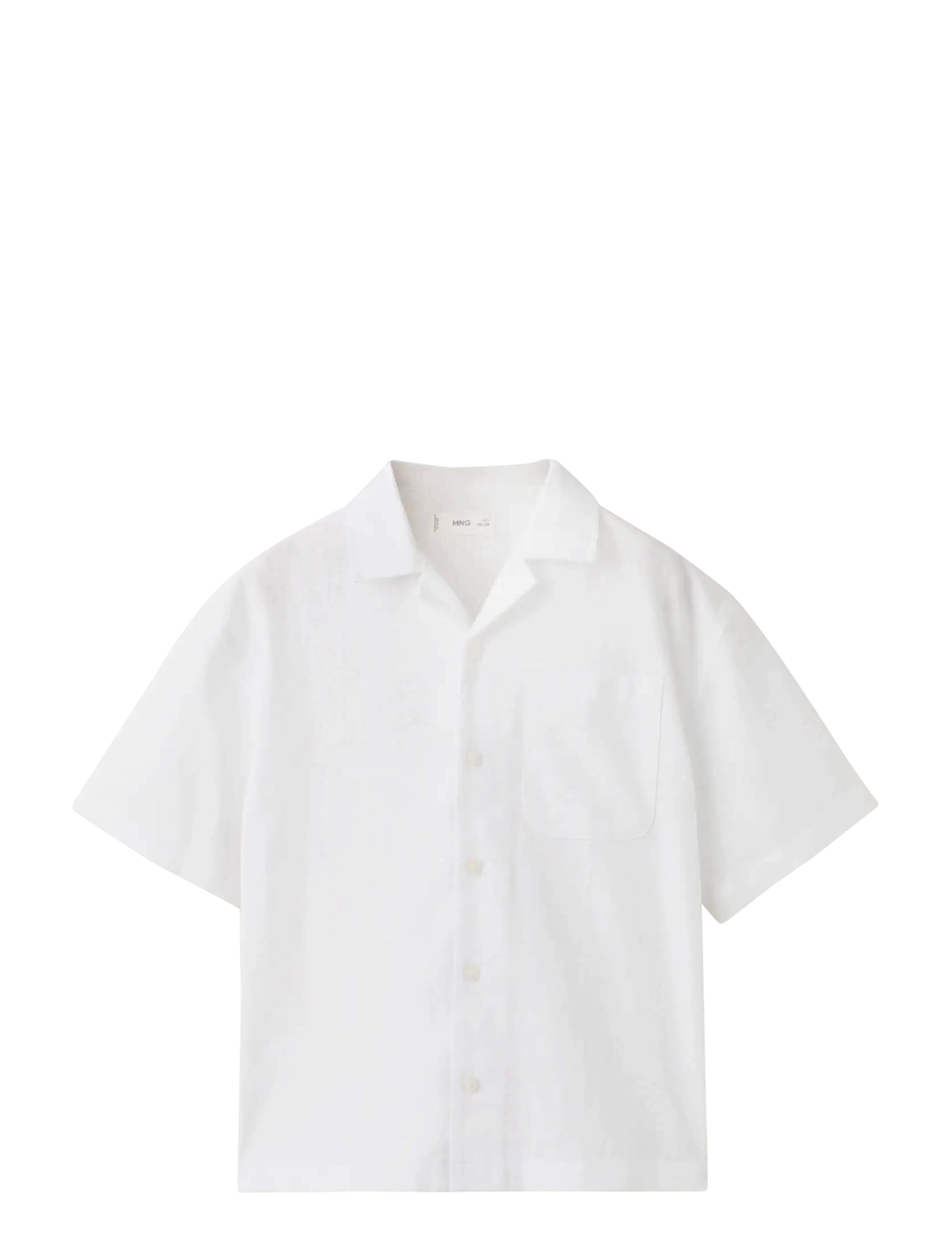 Mango Linen-Blend Short-Sleeve Shirt, 146, White, Skjorter > Kortærmede Shirts, Børn