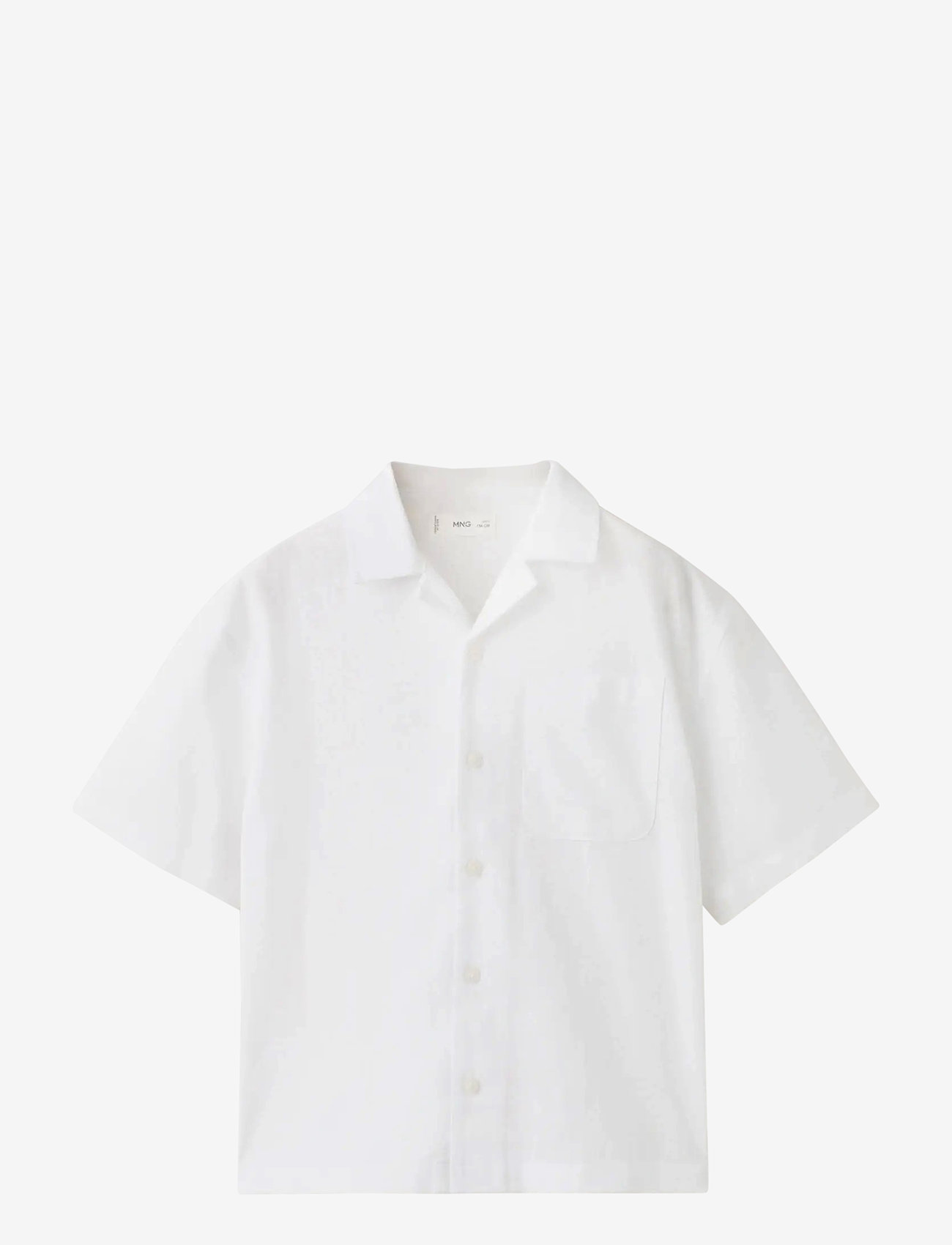 Mango - Linen-blend short-sleeve shirt - kortærmede skjorter - white - 0