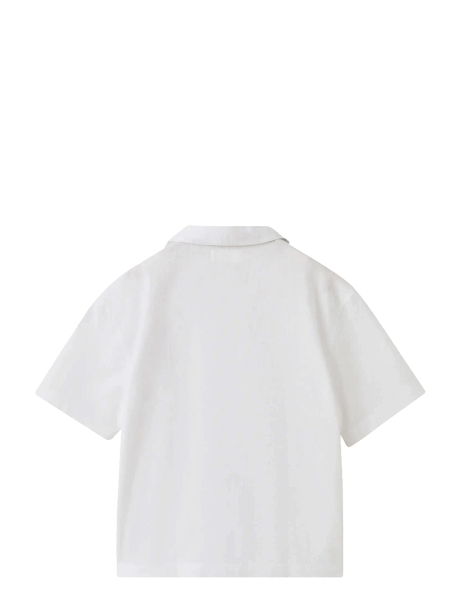 Mango - Linen-blend short-sleeve shirt - kortærmede skjorter - white - 1