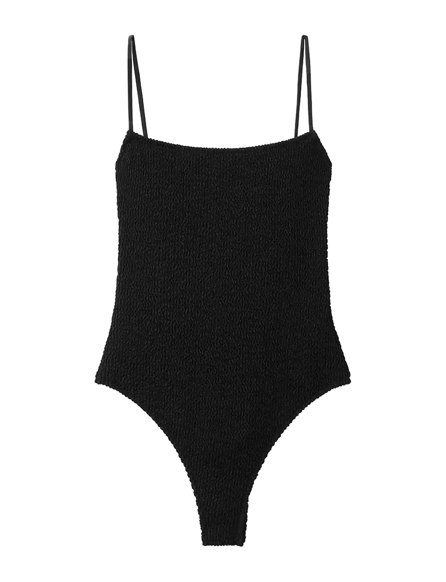 Mango - Textured swimsuit with straps - badedragter - black - 1